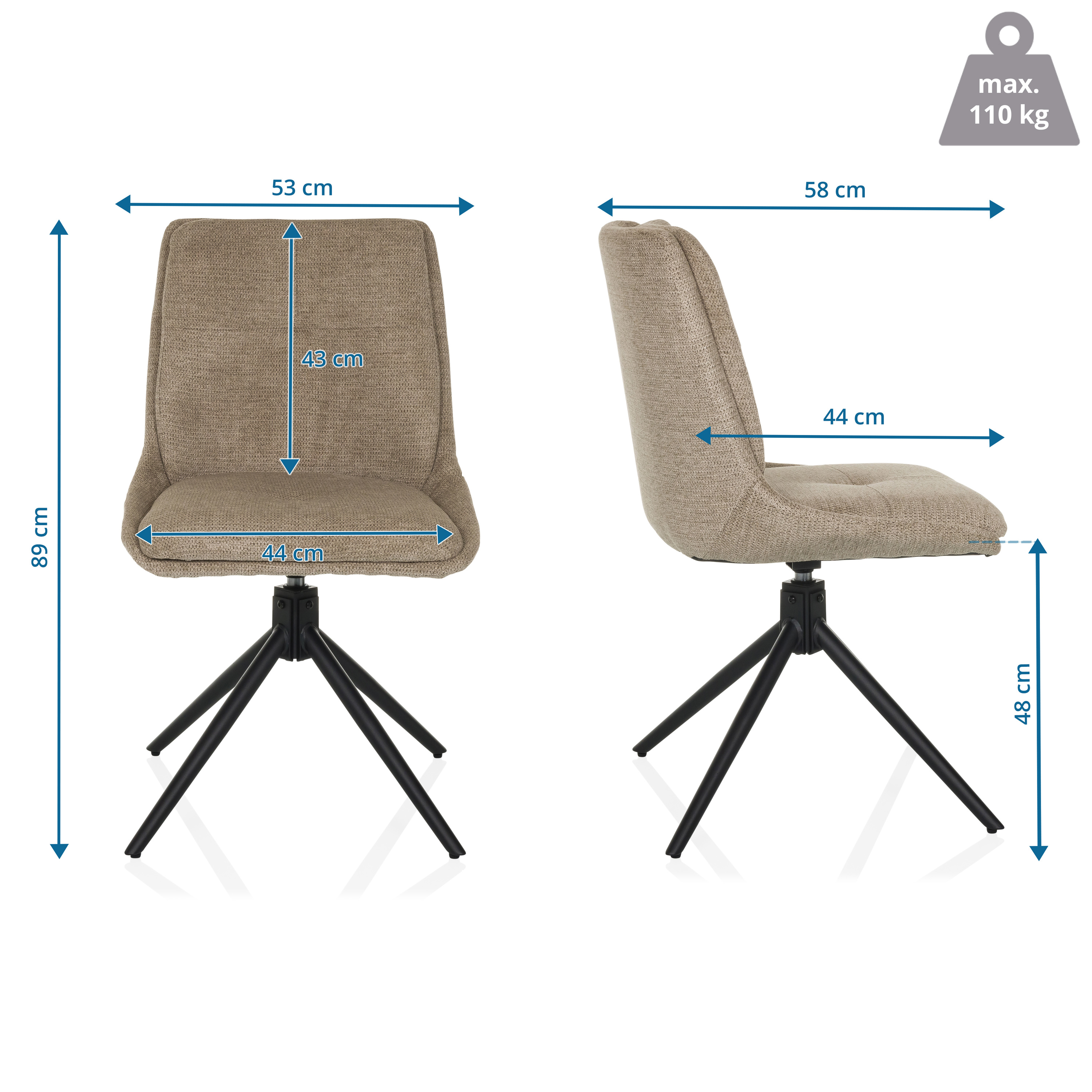 TARVISO I Dining chair Swivel Fabric Beige