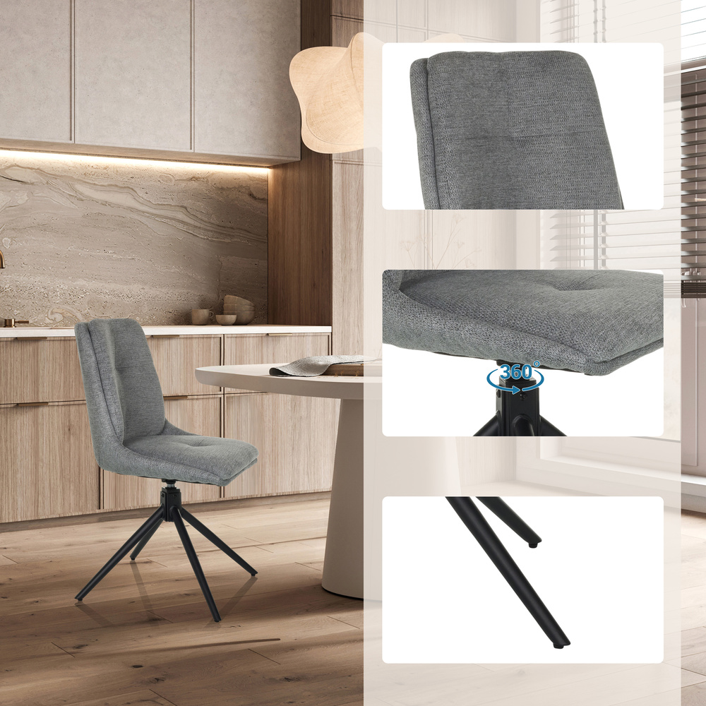 TARVISO I Dining chair Swivel Fabric Grey