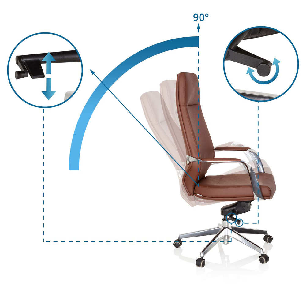 VELVET Swivel Office Chair Faux Leather Brown