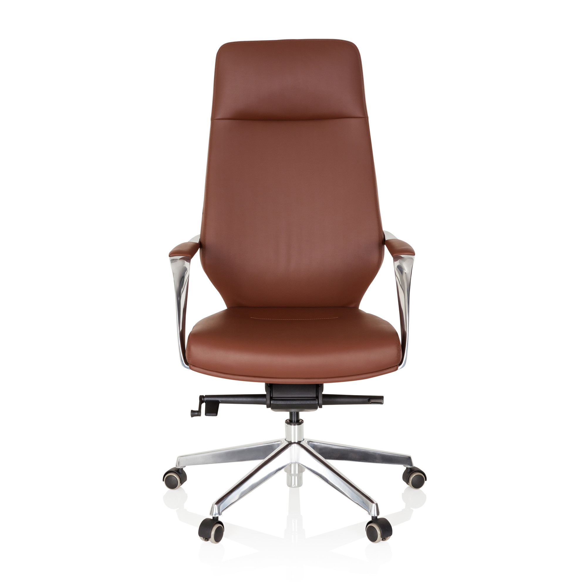 VELVET Swivel Office Chair Faux Leather Brown