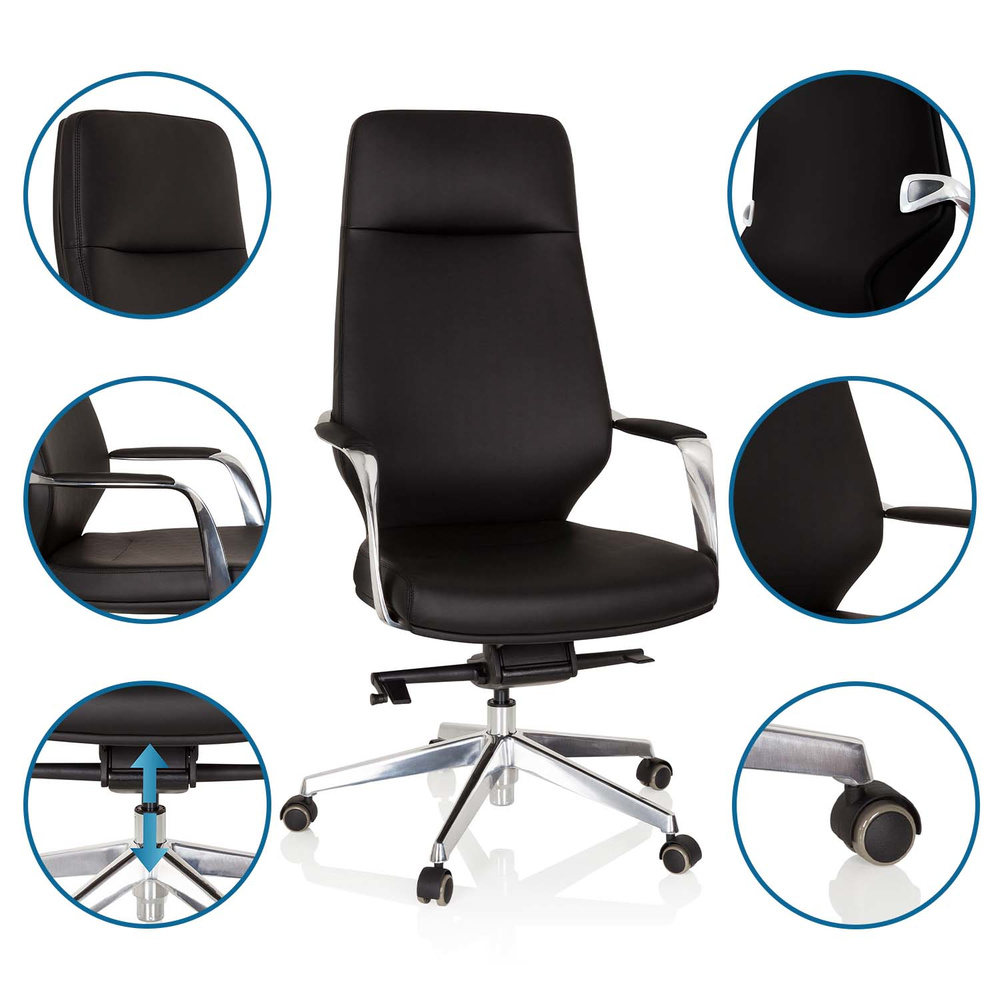VELVET Swivel Office Chair Faux Leather Black
