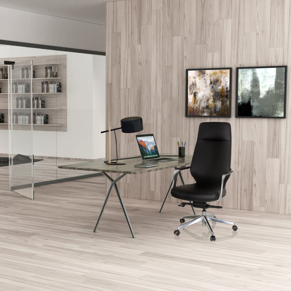 VELVET Swivel Office Chair Faux Leather Black
