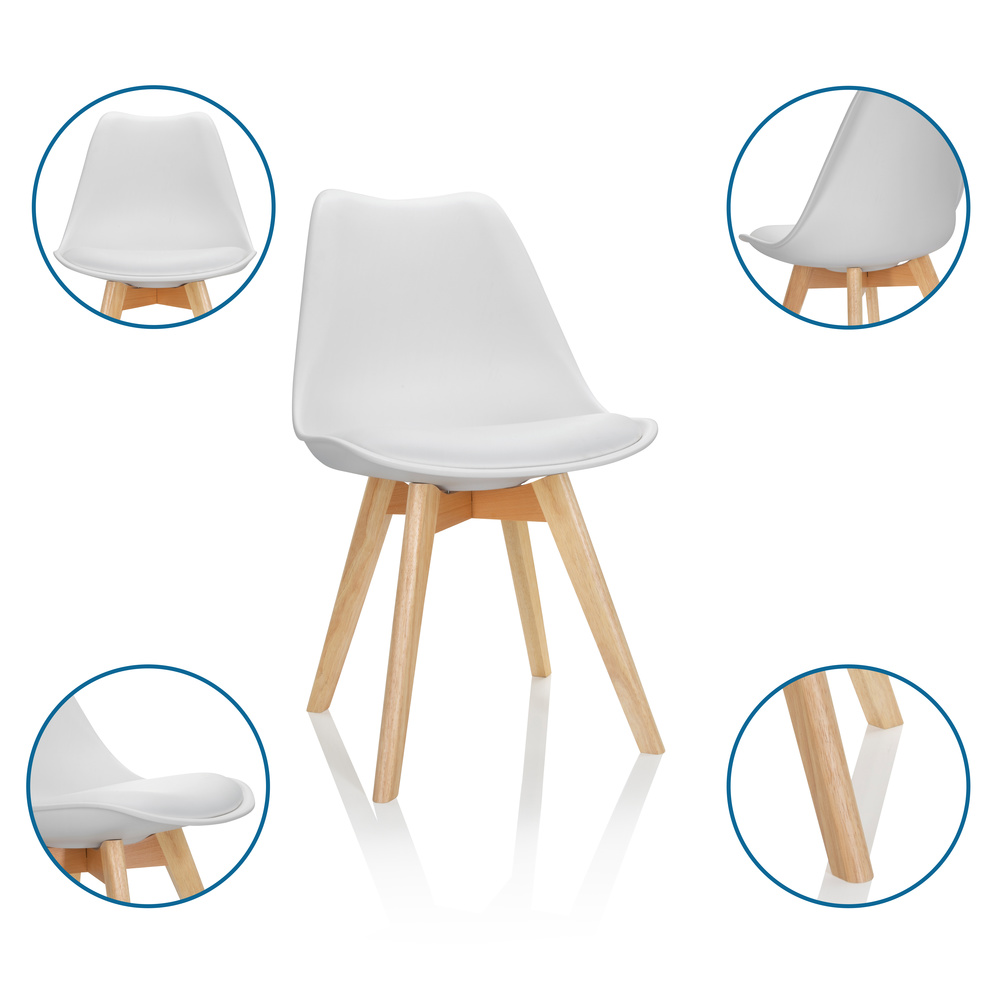 4x Scandi Dining Chair Plastic White