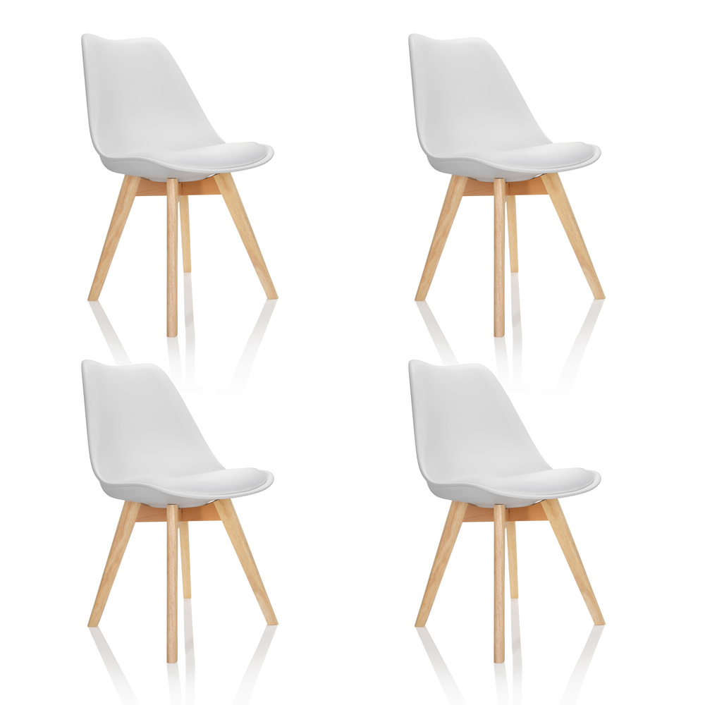 4x Scandi Dining Chair Plastic White