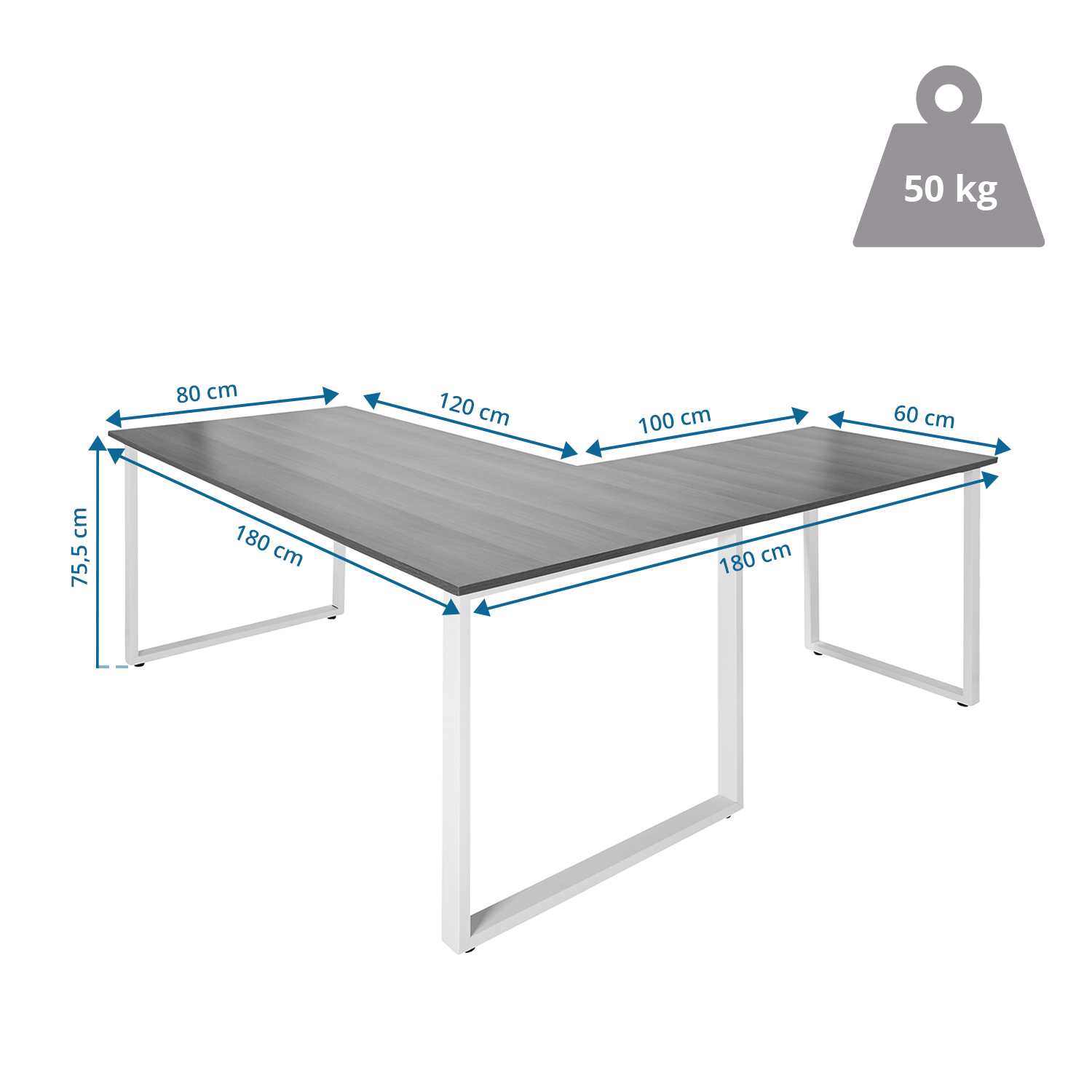 WORKSPACE XL I Corner desk Wood Grey