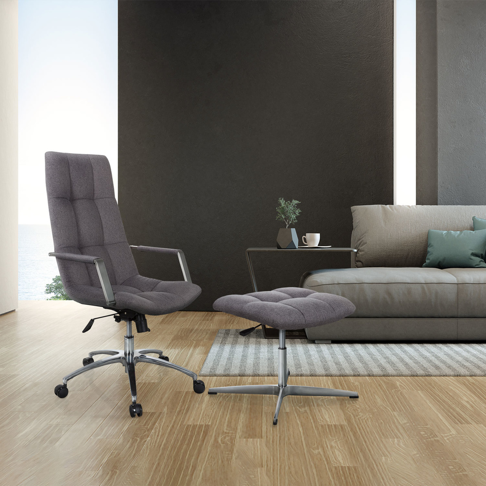 SARANTO Stool Height Adjustable Fabric Grey