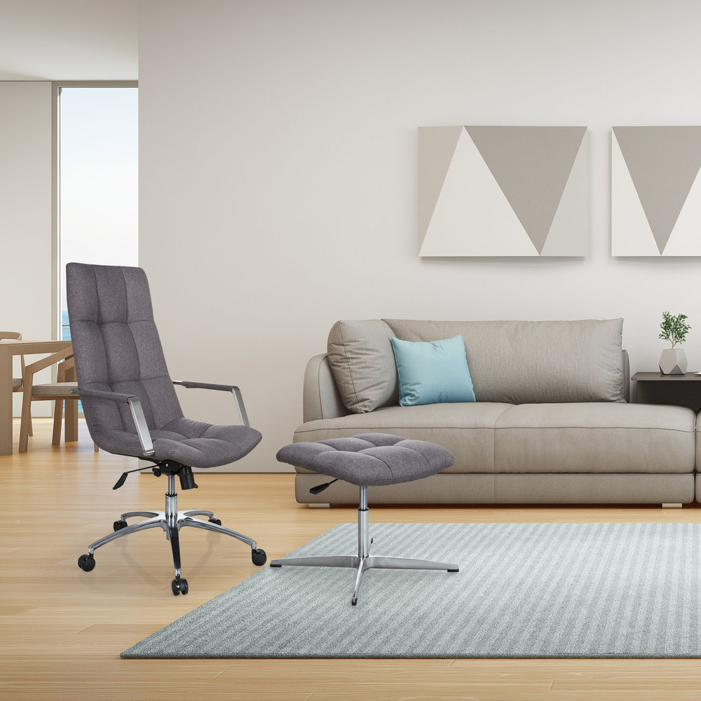 SARANTO Stool Height Adjustable Fabric Grey