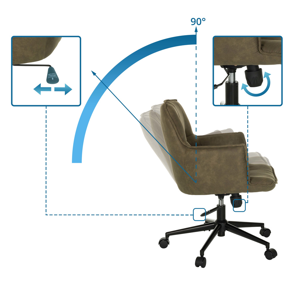 SOLAO LIFE Office Chair Swivel Fabric Dark Grey