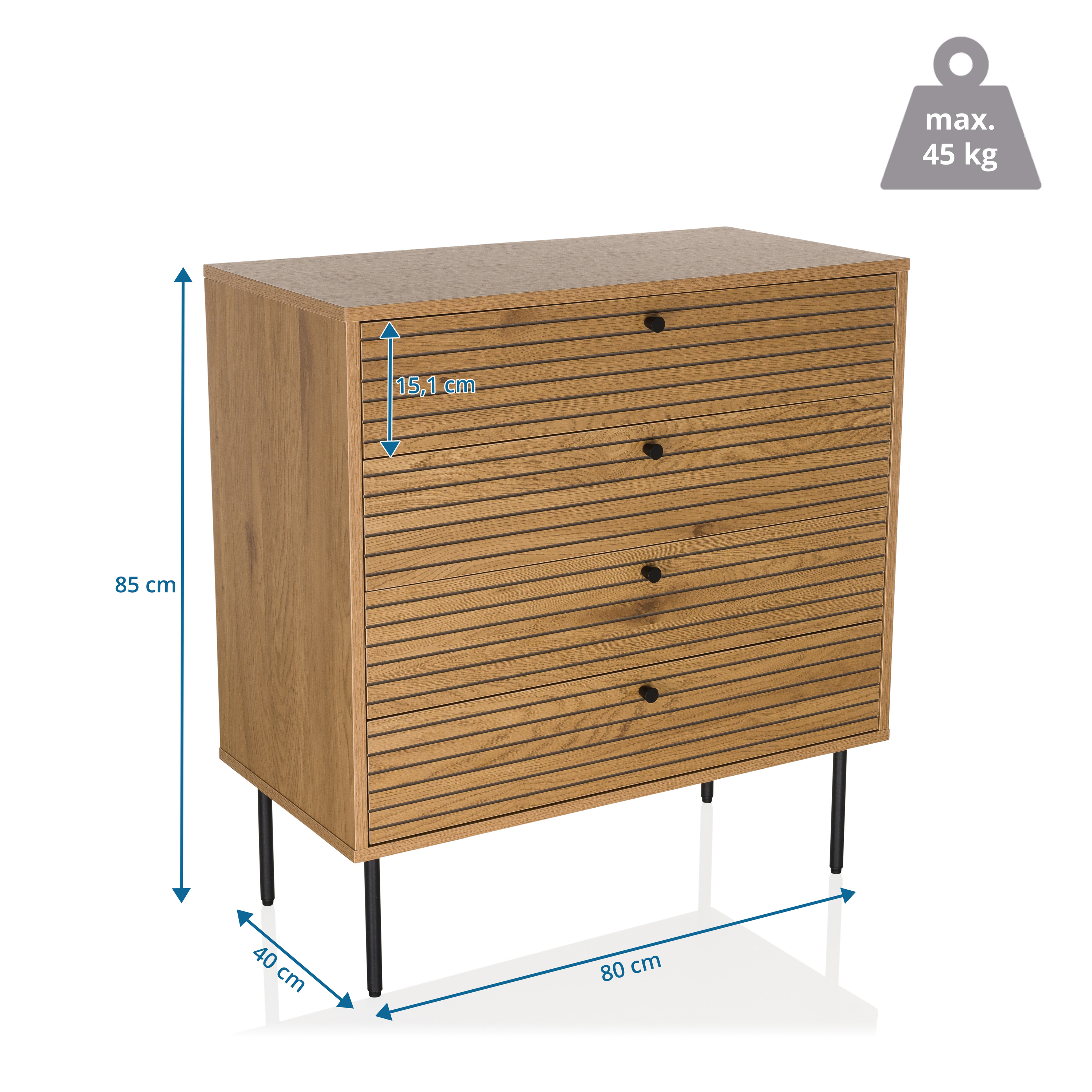 LINNO K Chest of drawers 4 drawers Wood Brown