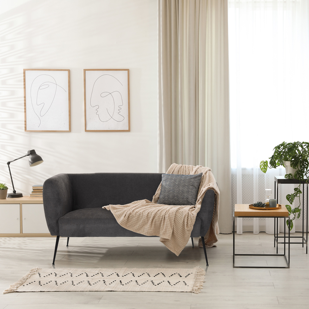 HAYRIVER 2-seater sofa fabric gray