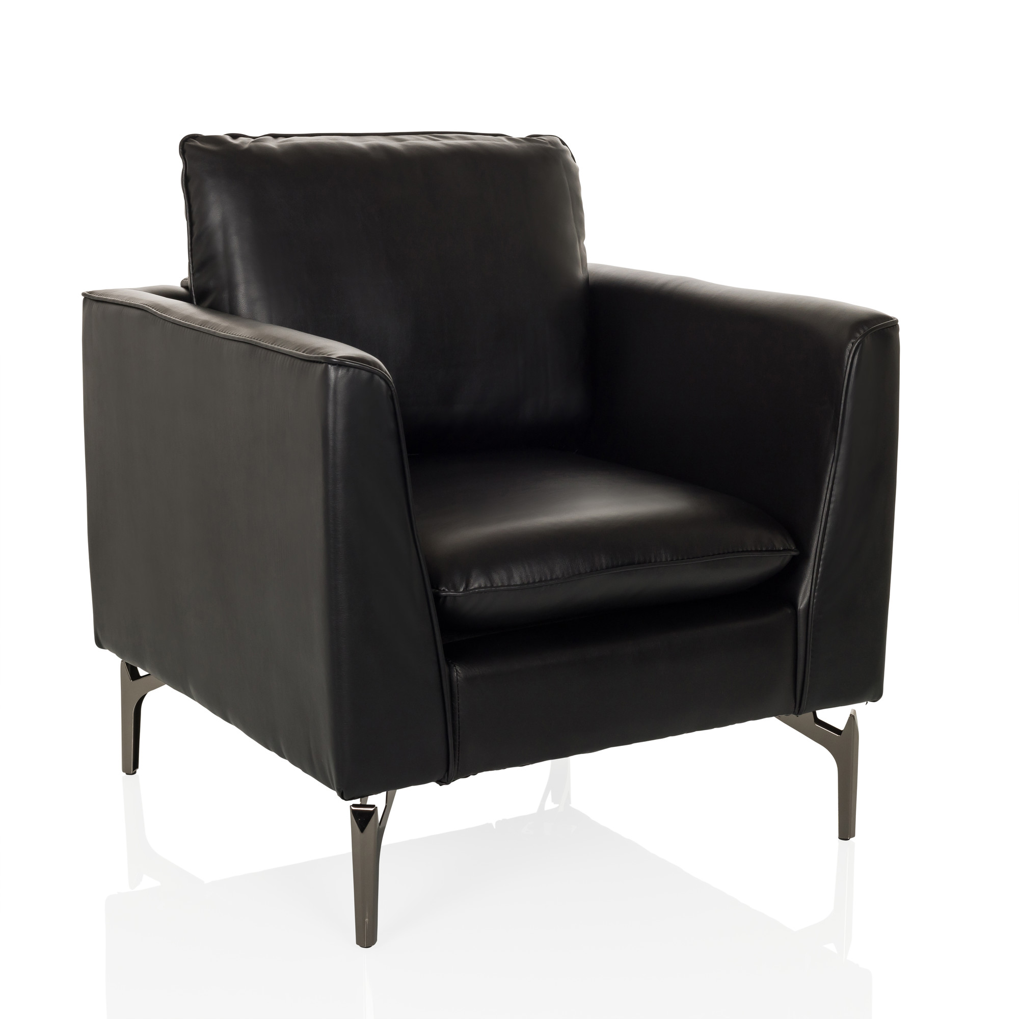 BAVERO Lounge Chair Faux Leather Black