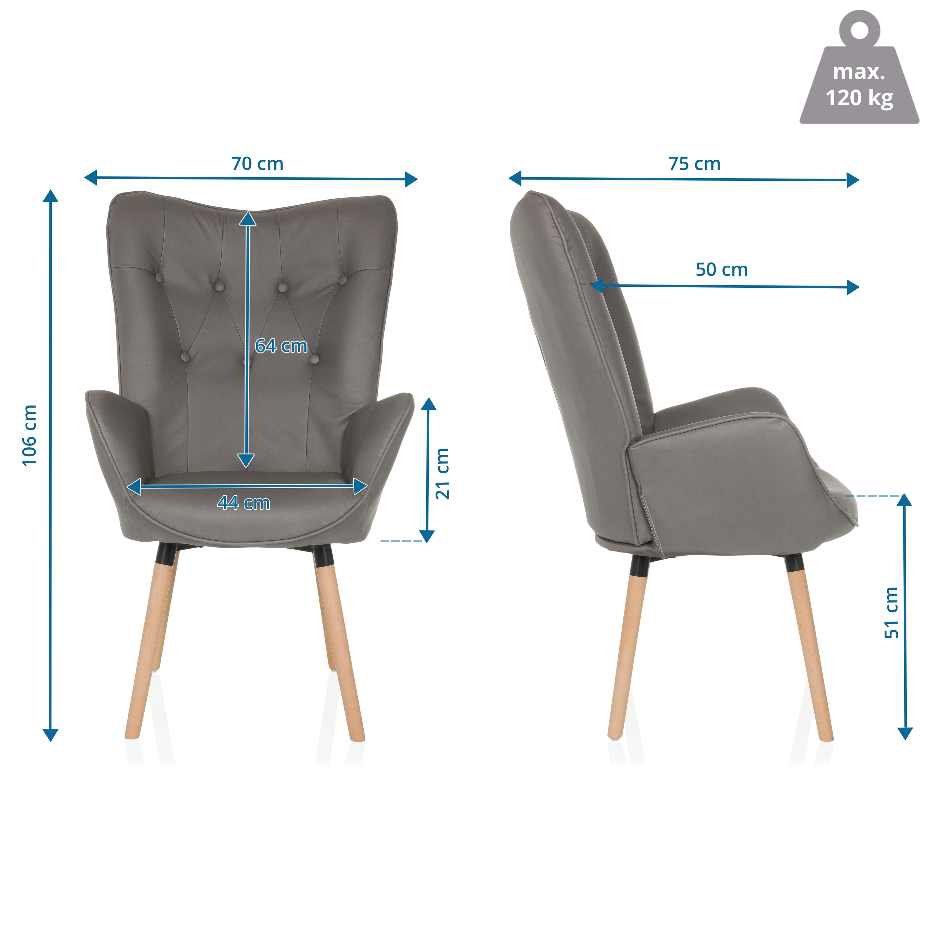 Havenio I Armchair Fabric Velvet Grey