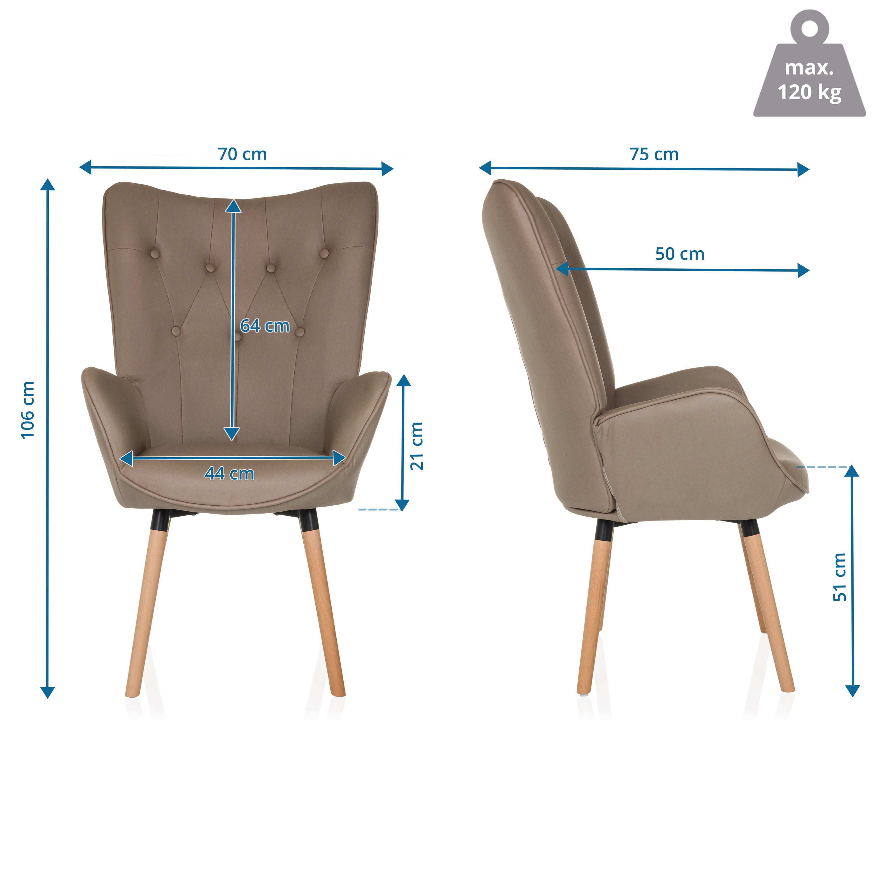 HAVENIO I Armchair Fabric Velvet Brown