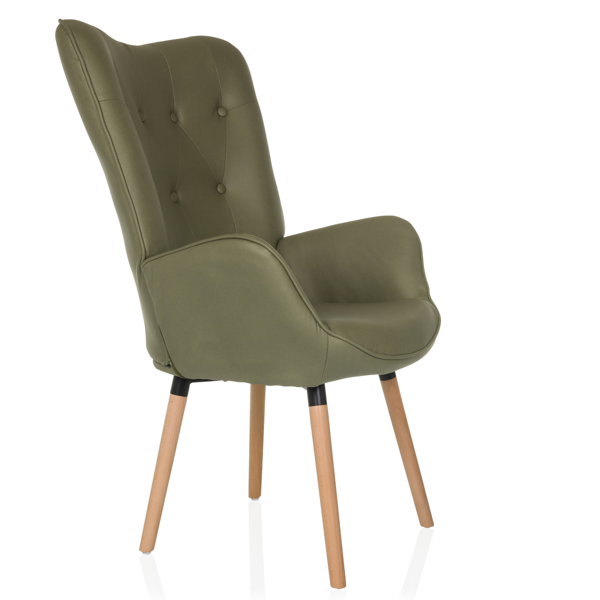 HAVENIO I Armchair Fabric Velvet Olive Green