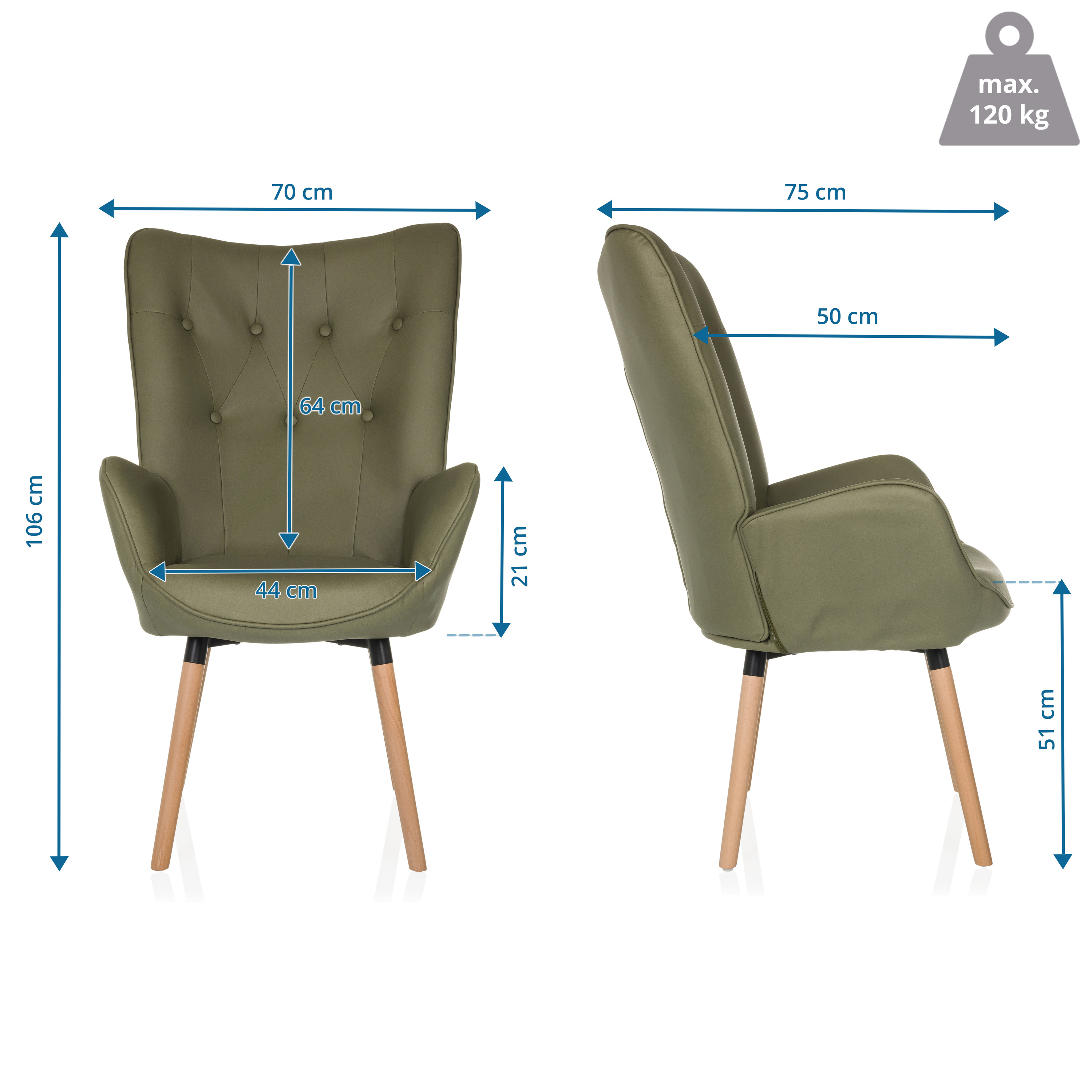 HAVENIO I Armchair Fabric Velvet Olive Green