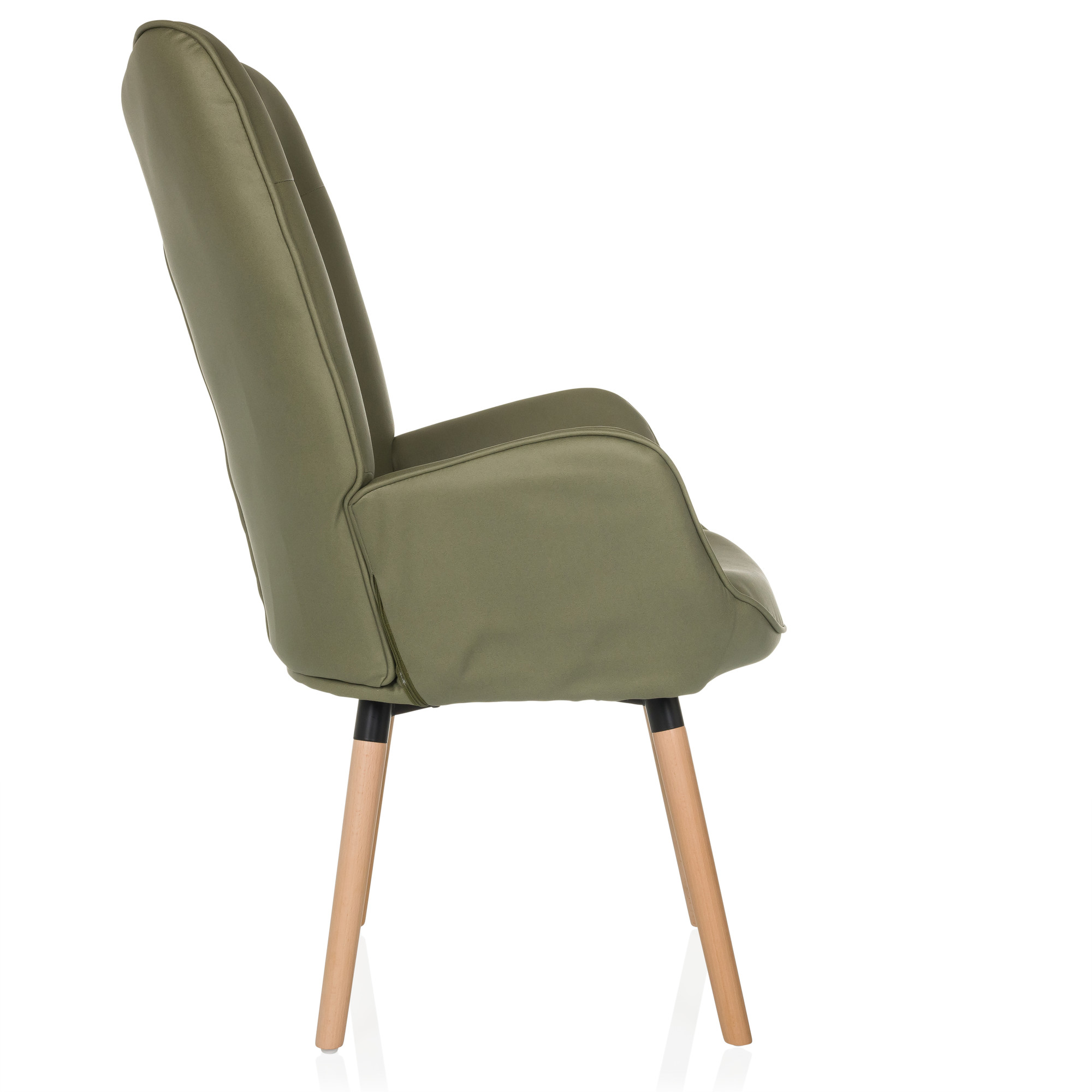 HAVENIO I Armchair Fabric Velvet Olive Green