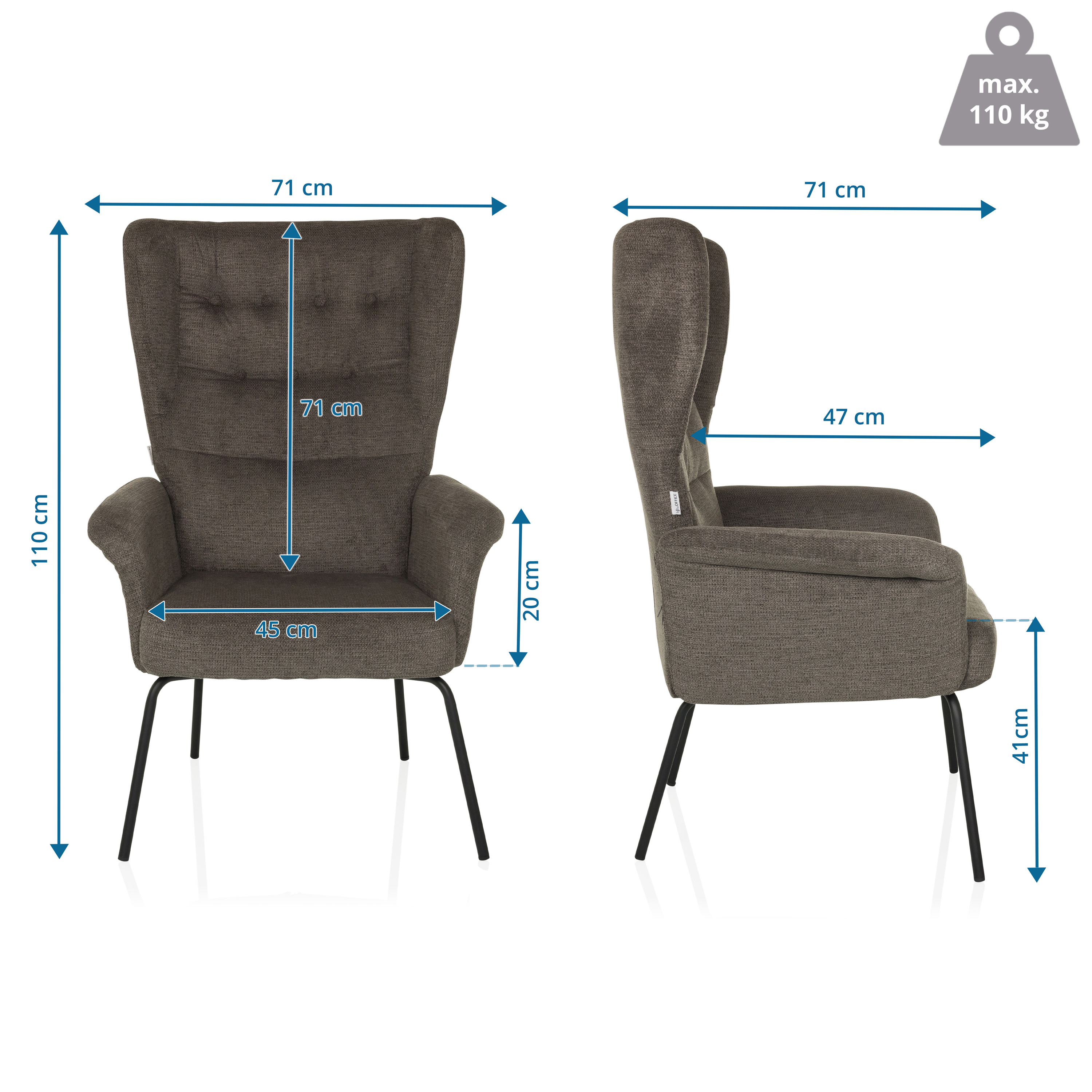 Havenio Armchair Fabric Dark Grey