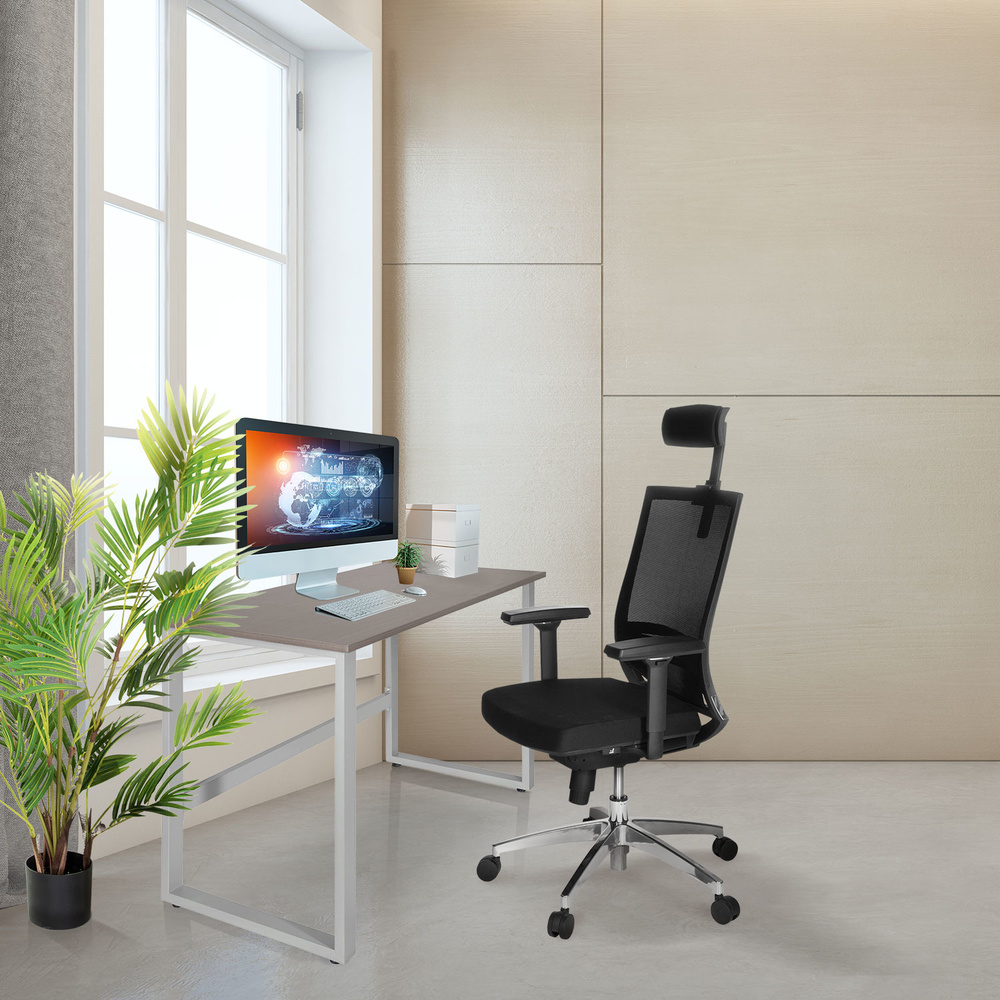 Workspace Light I Desk Wood Steel Gray White