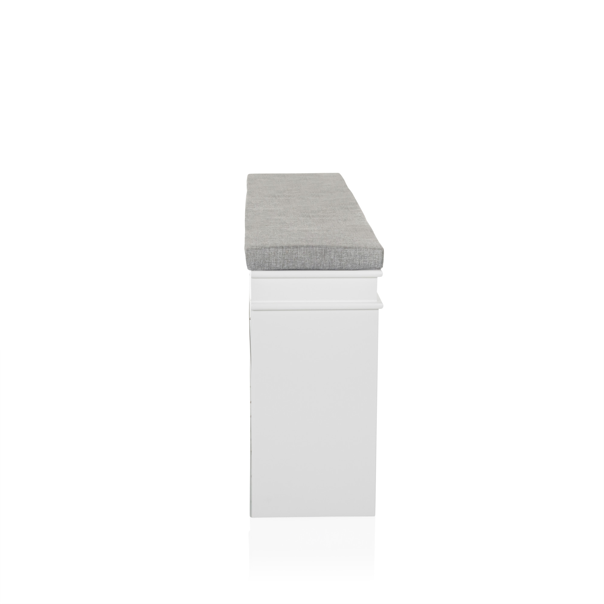 Estha I Shoe cabinet Bench with seat cushion Wood White Gray