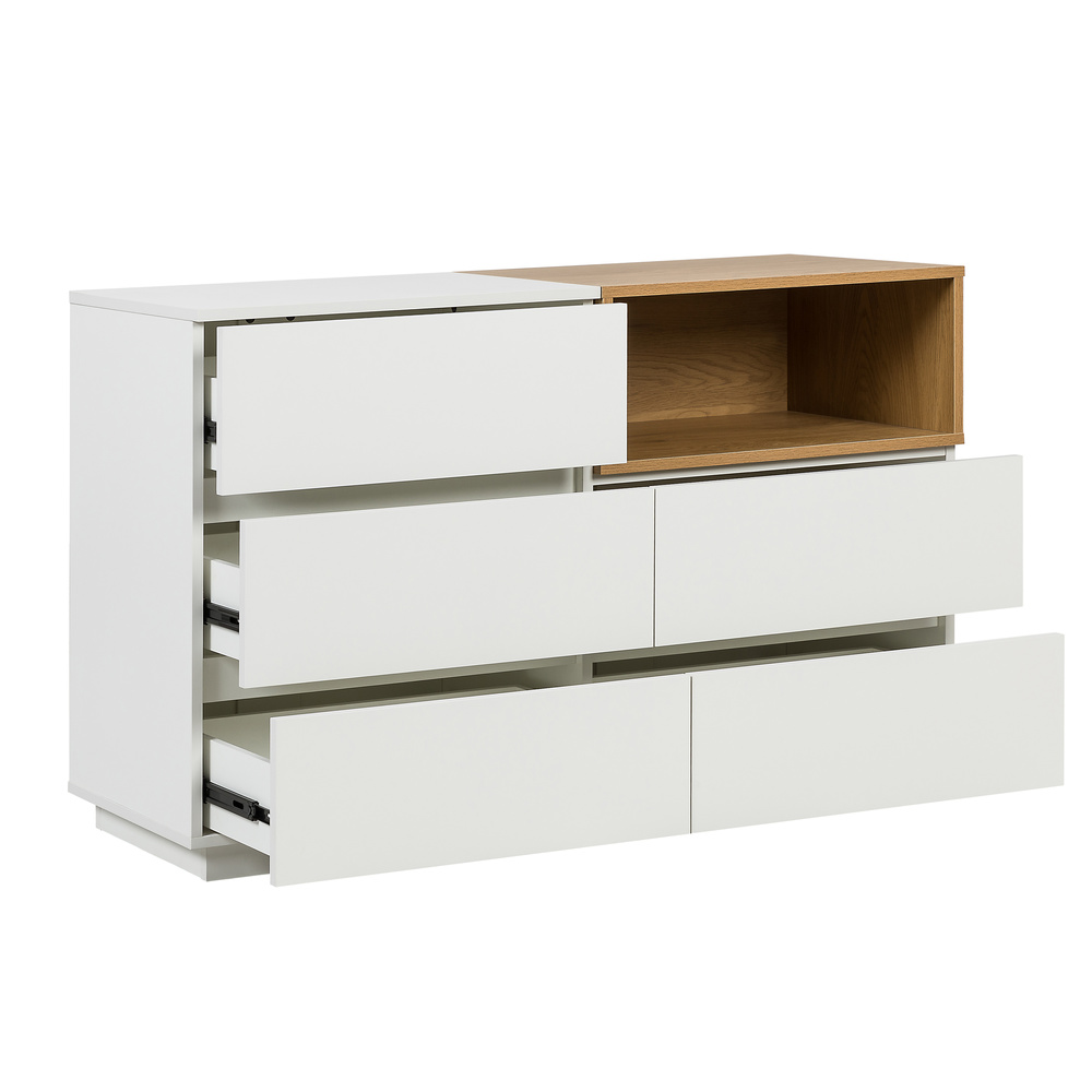 Melmo S Sideboard con 5 cassetti Rovere Bianco