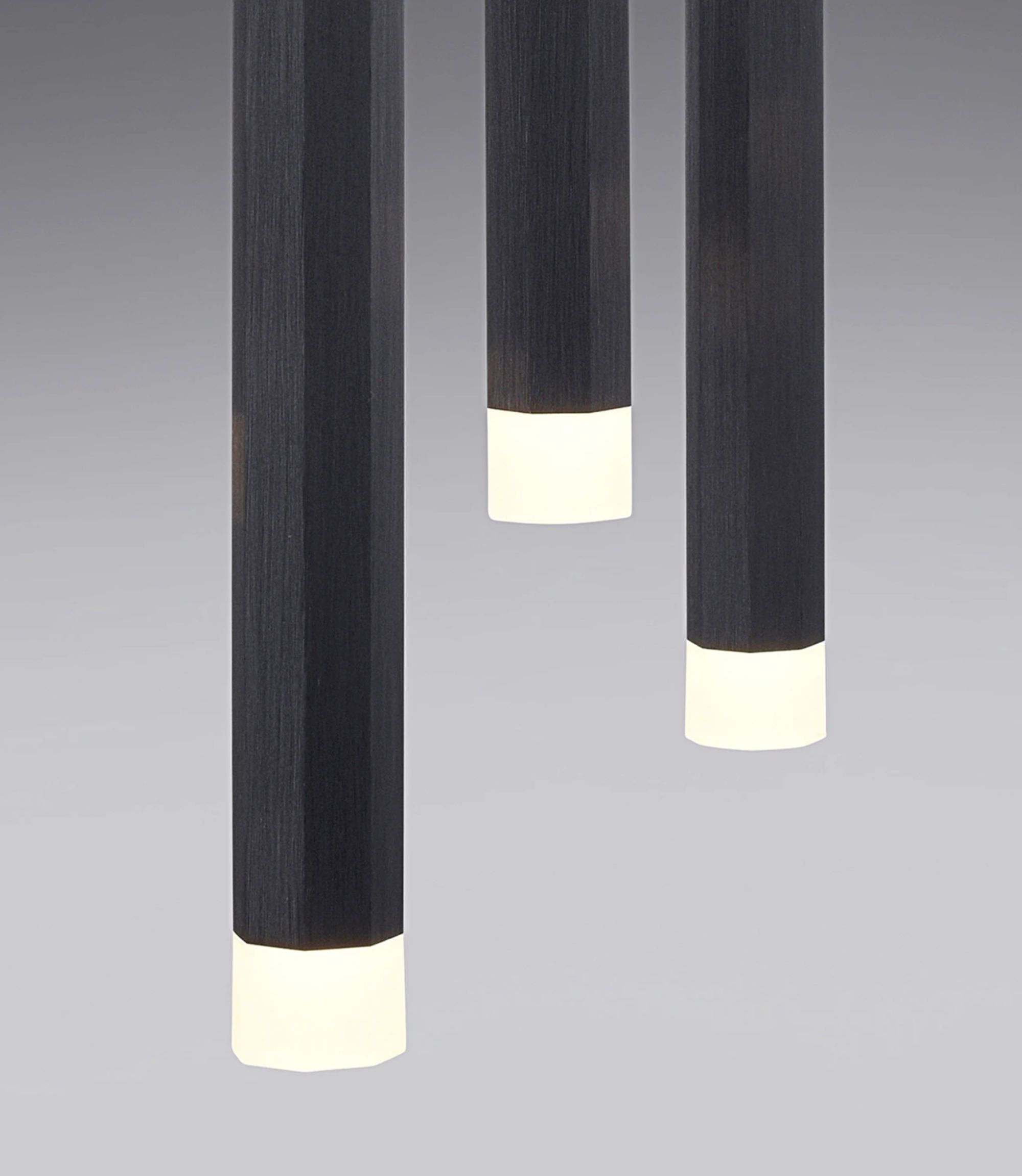 LED pendant lamp 3-flame acrylic glass aluminum black