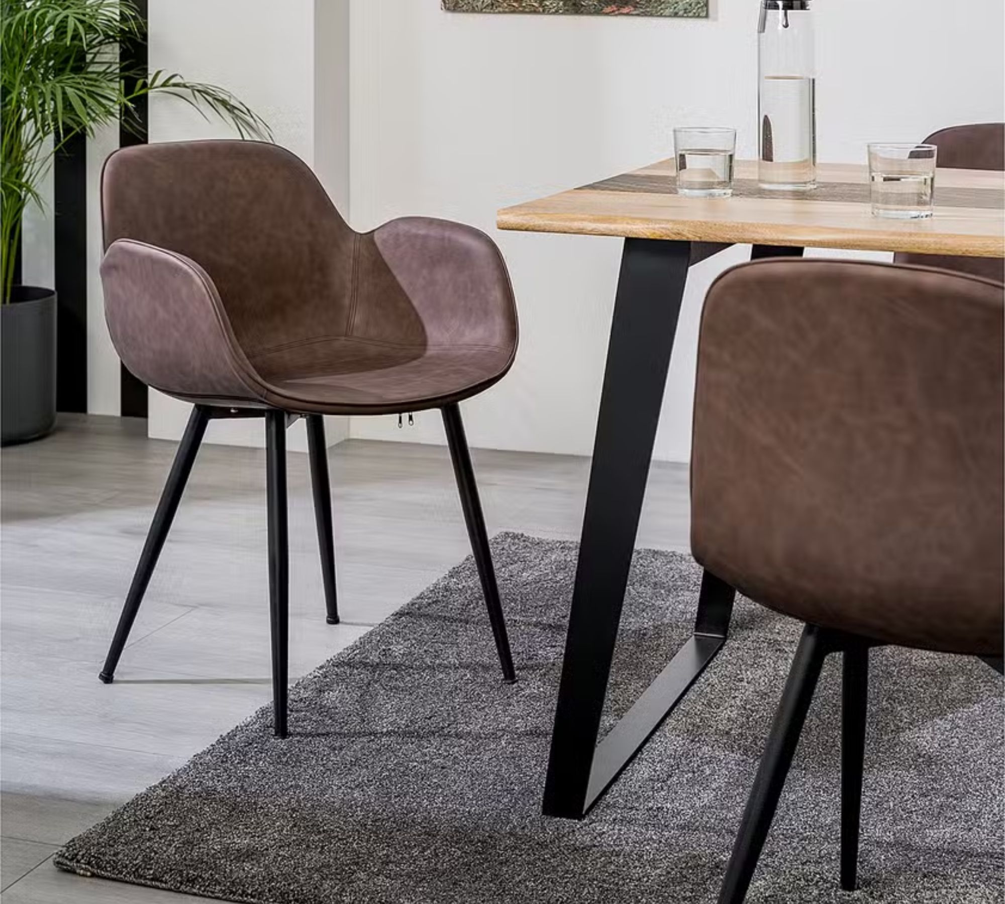 Armchair faux leather brown