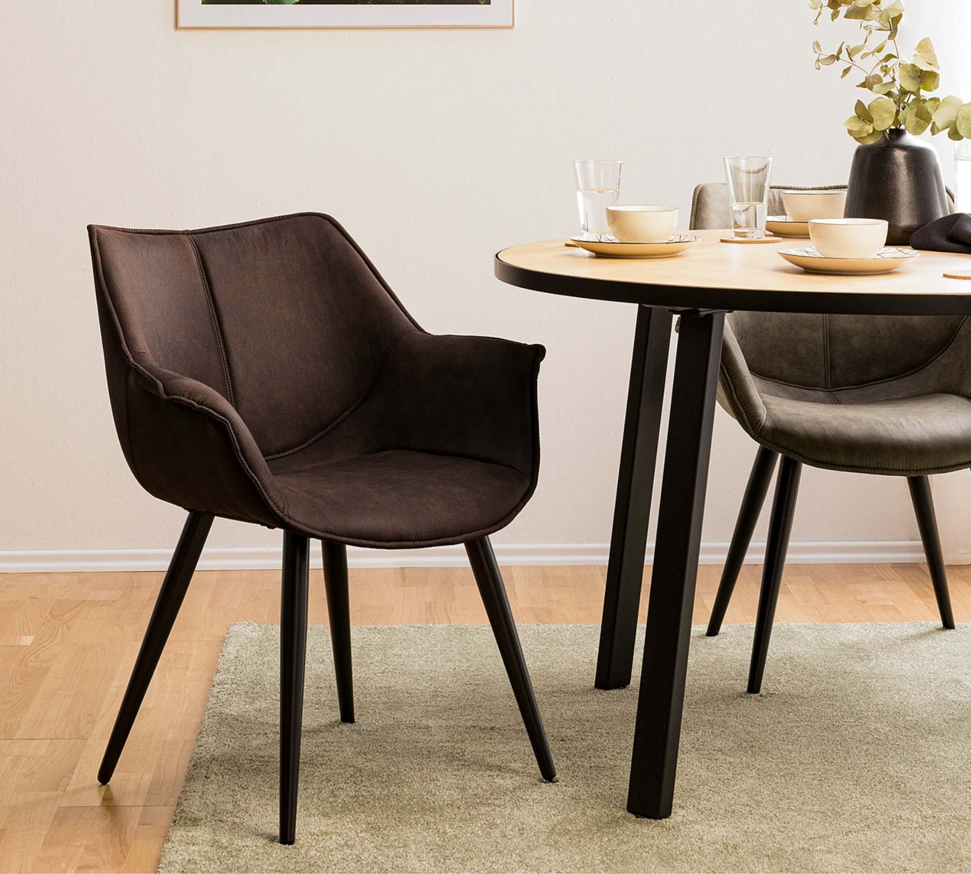 Armchair Microfiber Brown Black