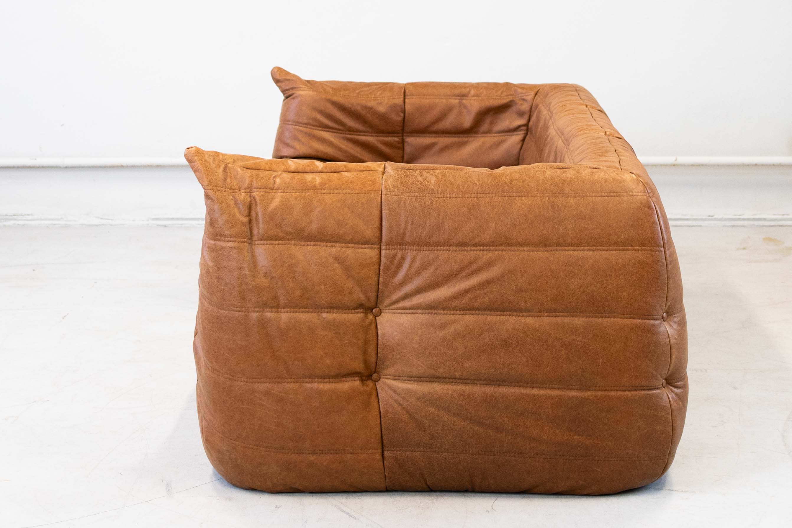 Togo Sofa 2-seater with Armrest Pull-Up Leather Pine Brown