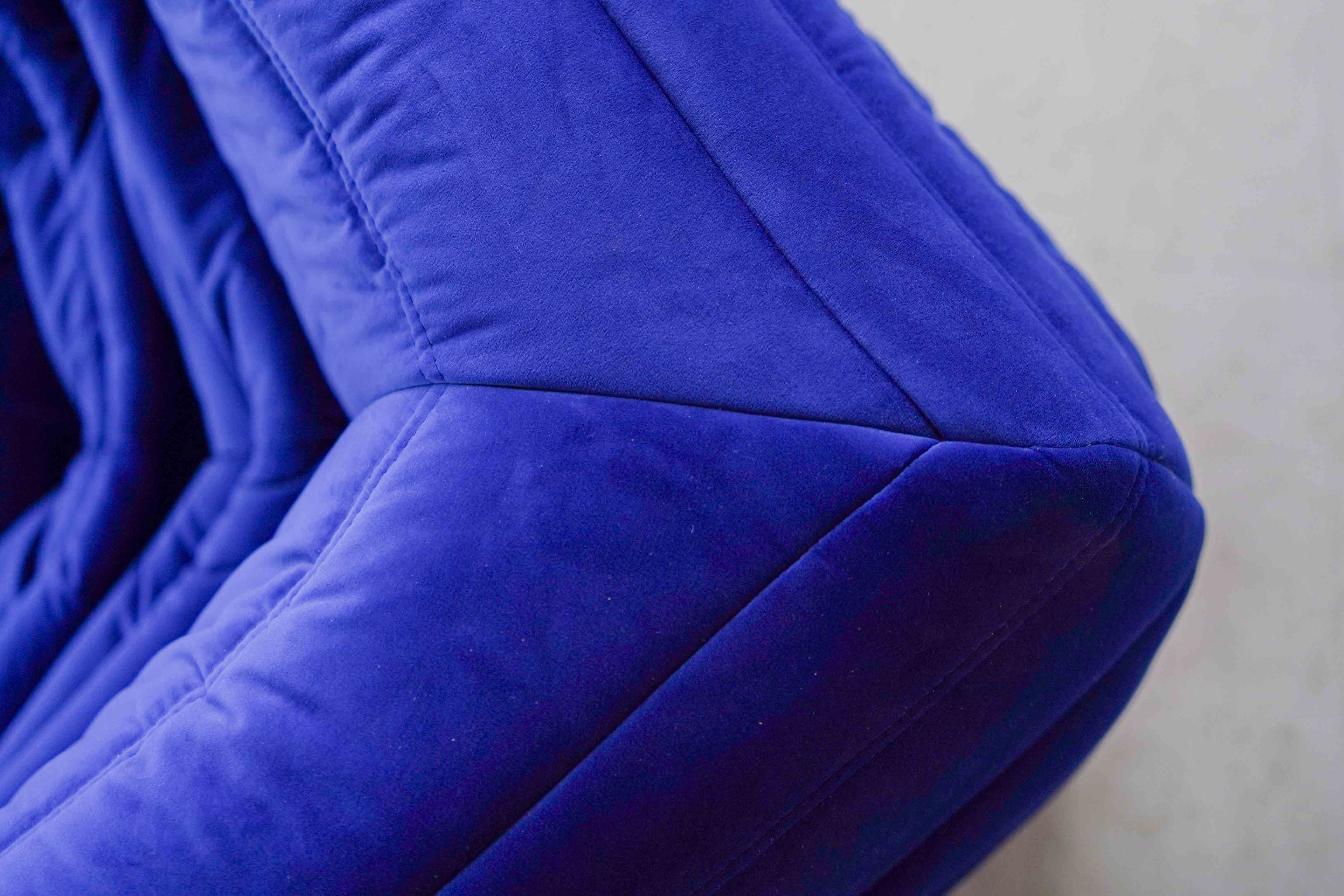 Togo corner sofa velvet cobalt blue