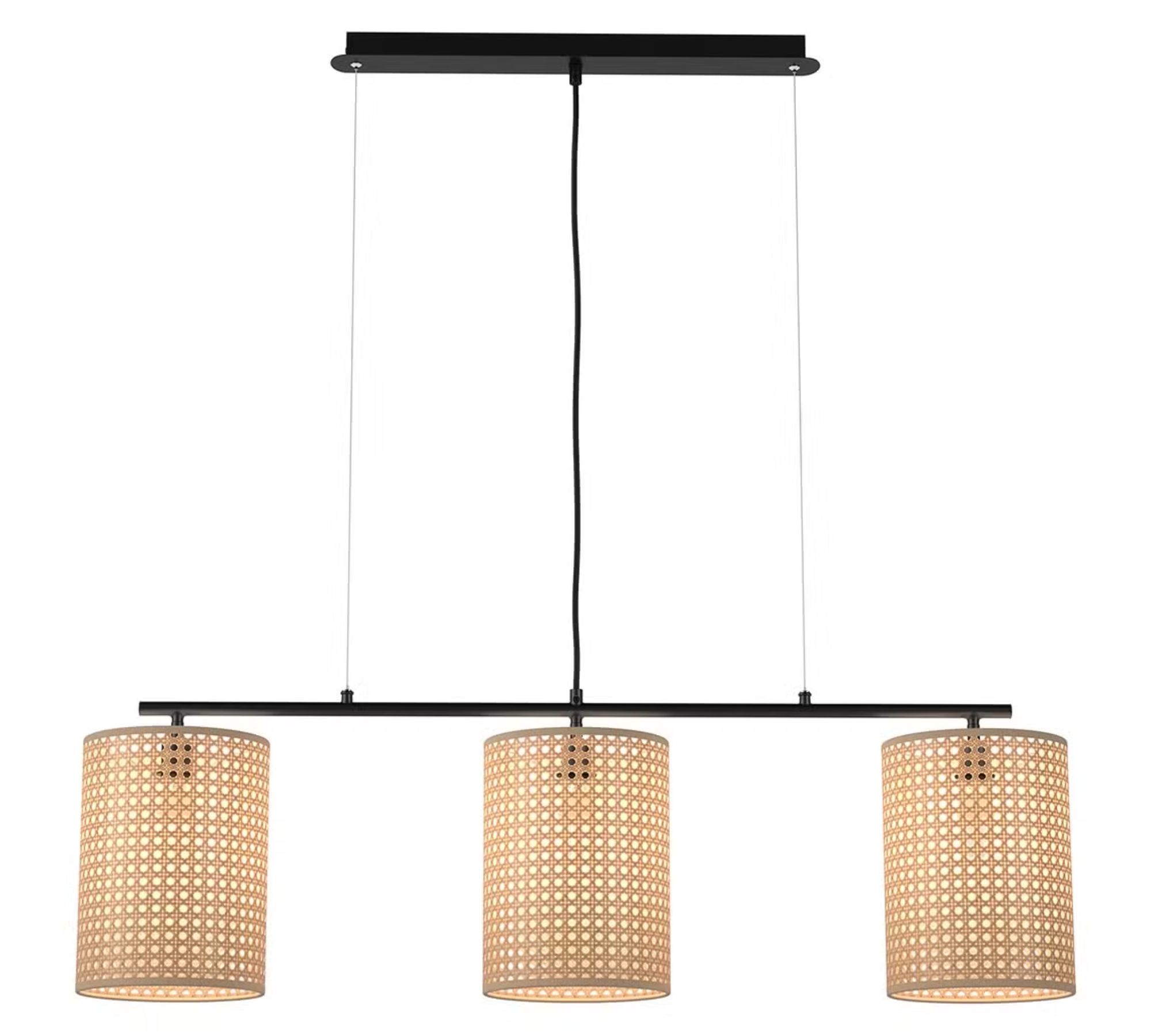 Pendant lamp 3-light paper iron beige