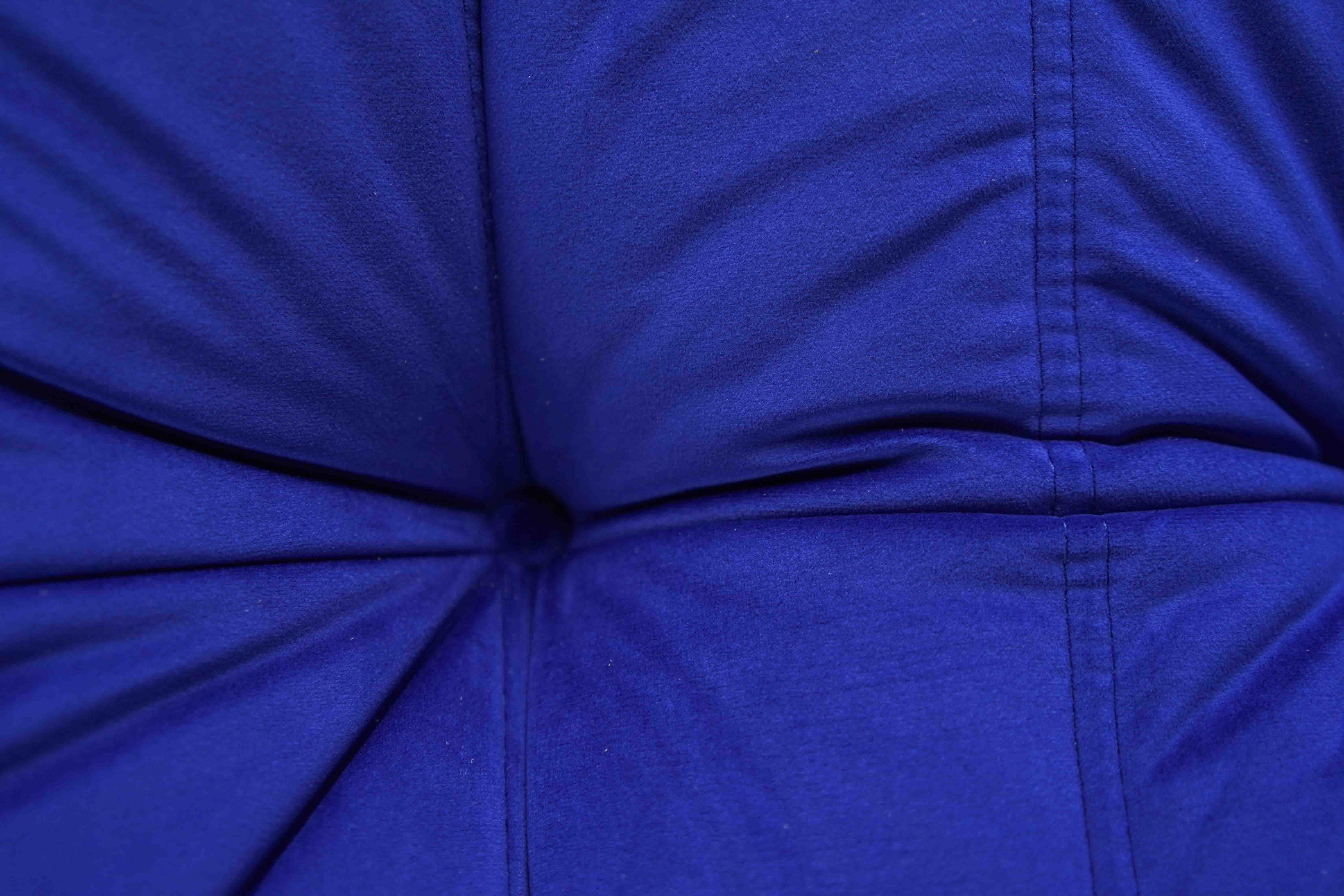 Togo Poltrona e Pouf Set Velluto Blu Cobalto