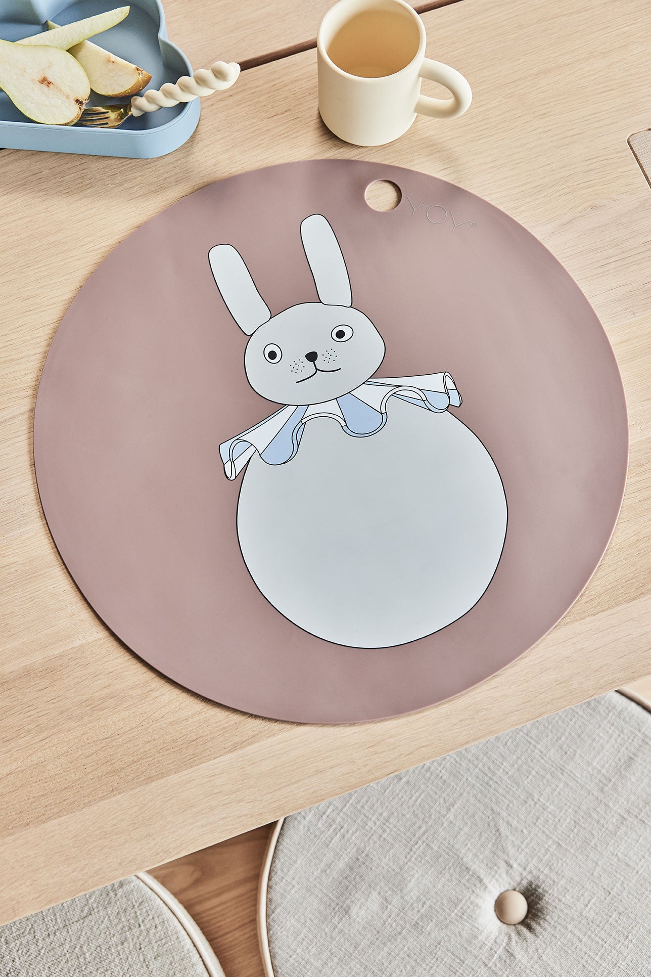 Rabbit Pompom Placemat Silicone Multicolor