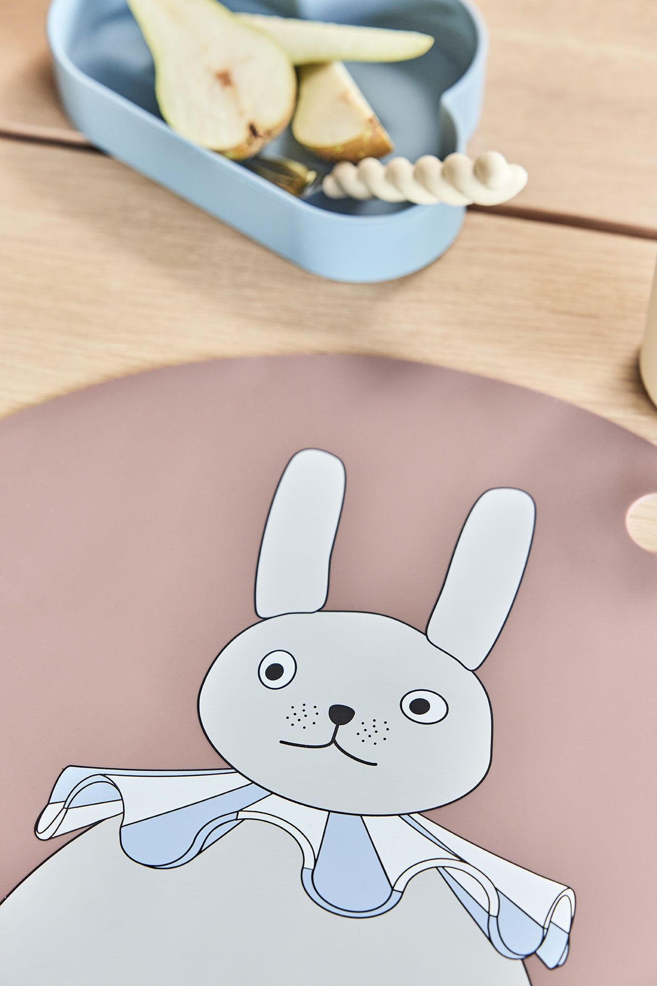 Rabbit Pompom Placemat Silicone Multicolor