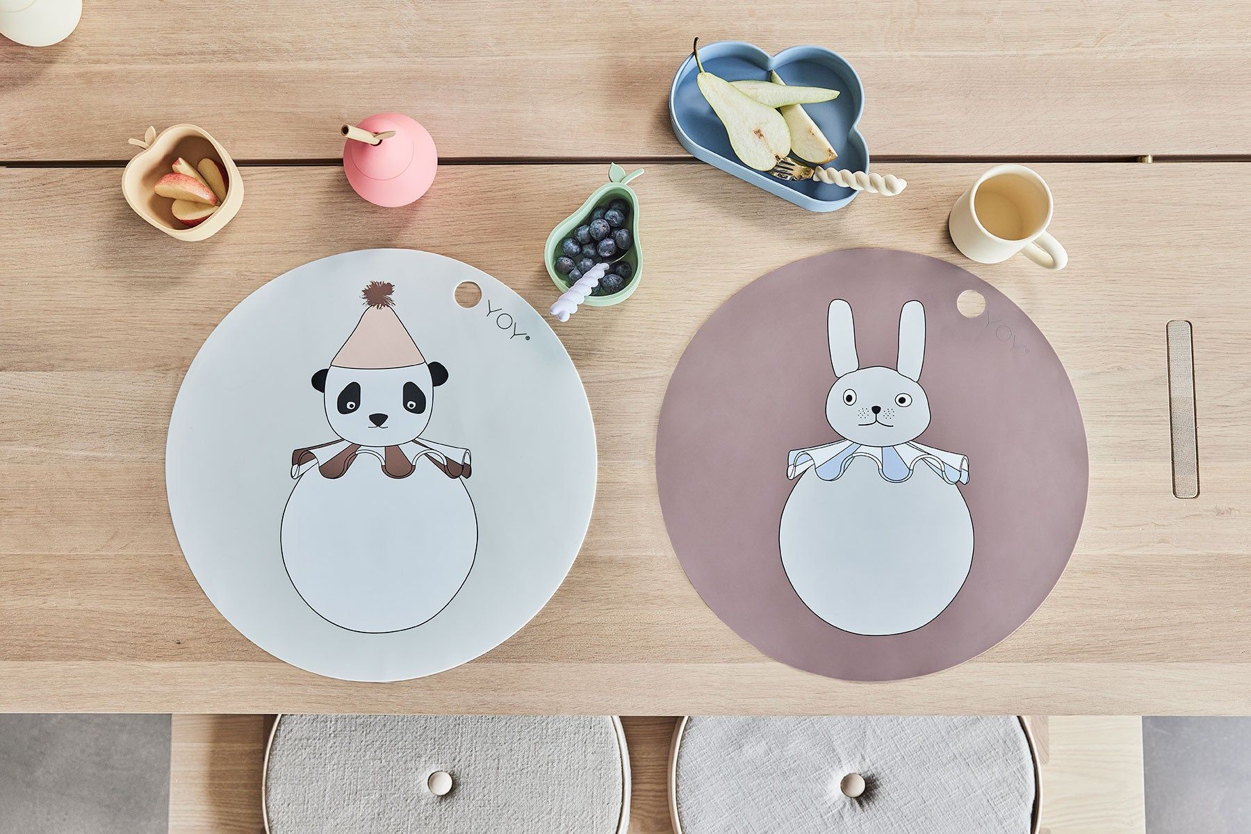 Panda Pom Pom Placemat Silicone Multicolored