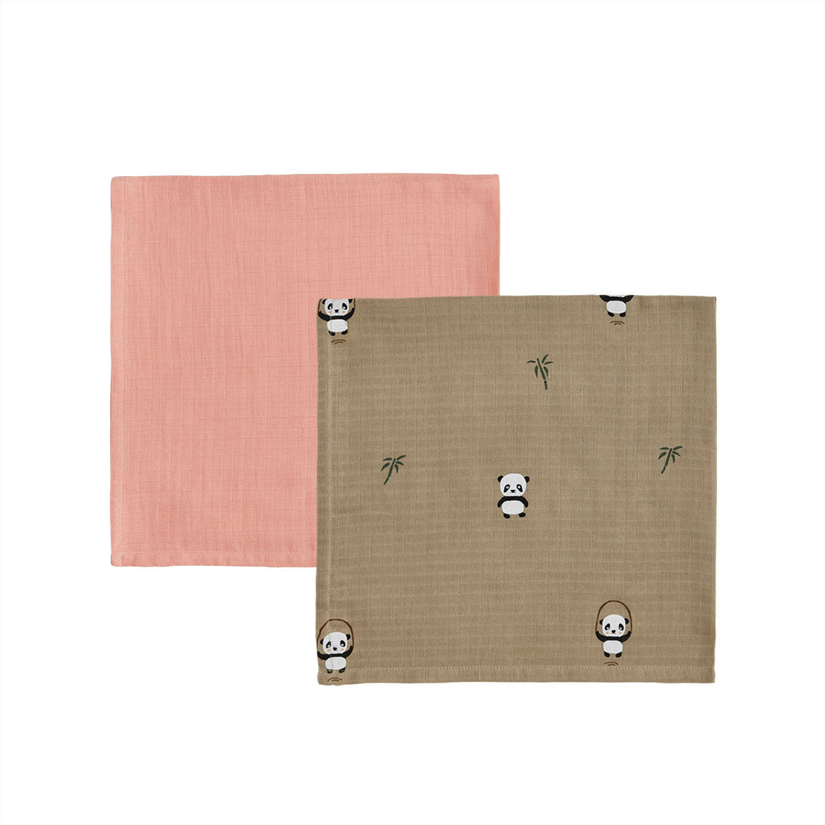 2x Panda Muslin Cloth Cotton Multicolored