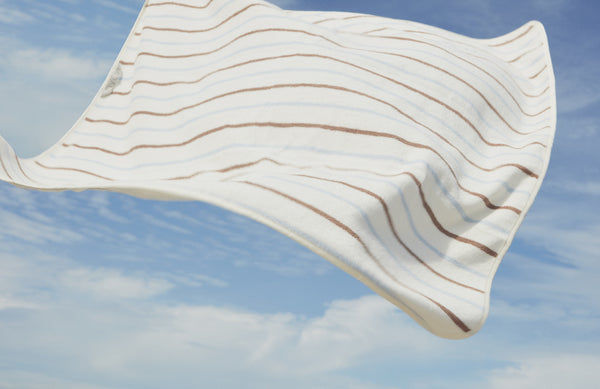 Hooded towel Organic cotton White striped
