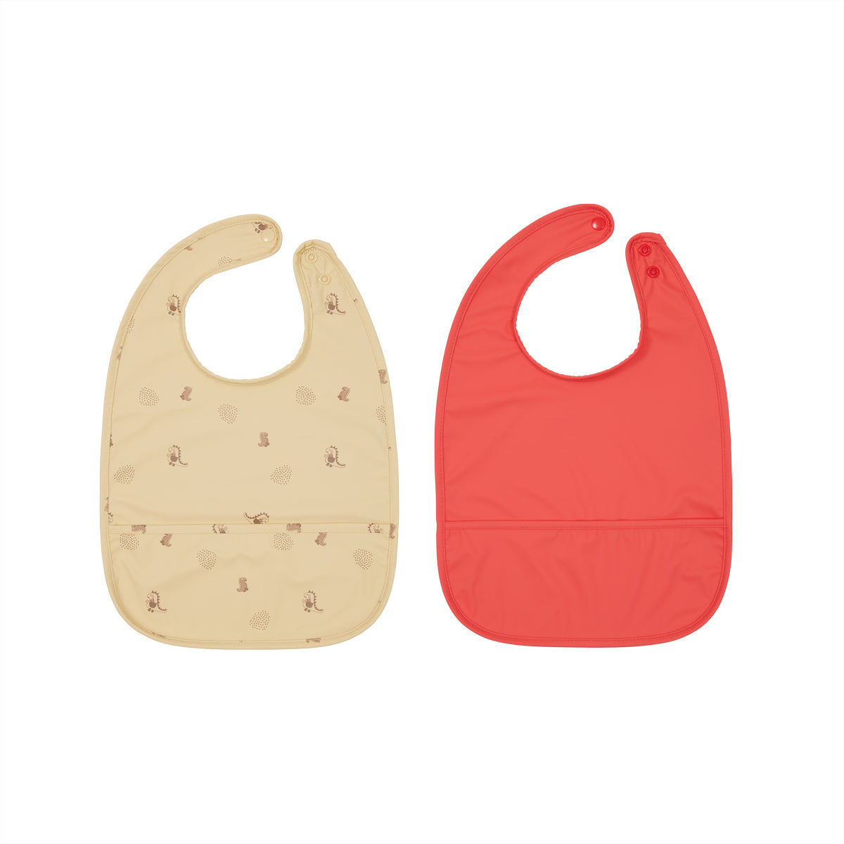 2x Bib Dino Polyester Cream