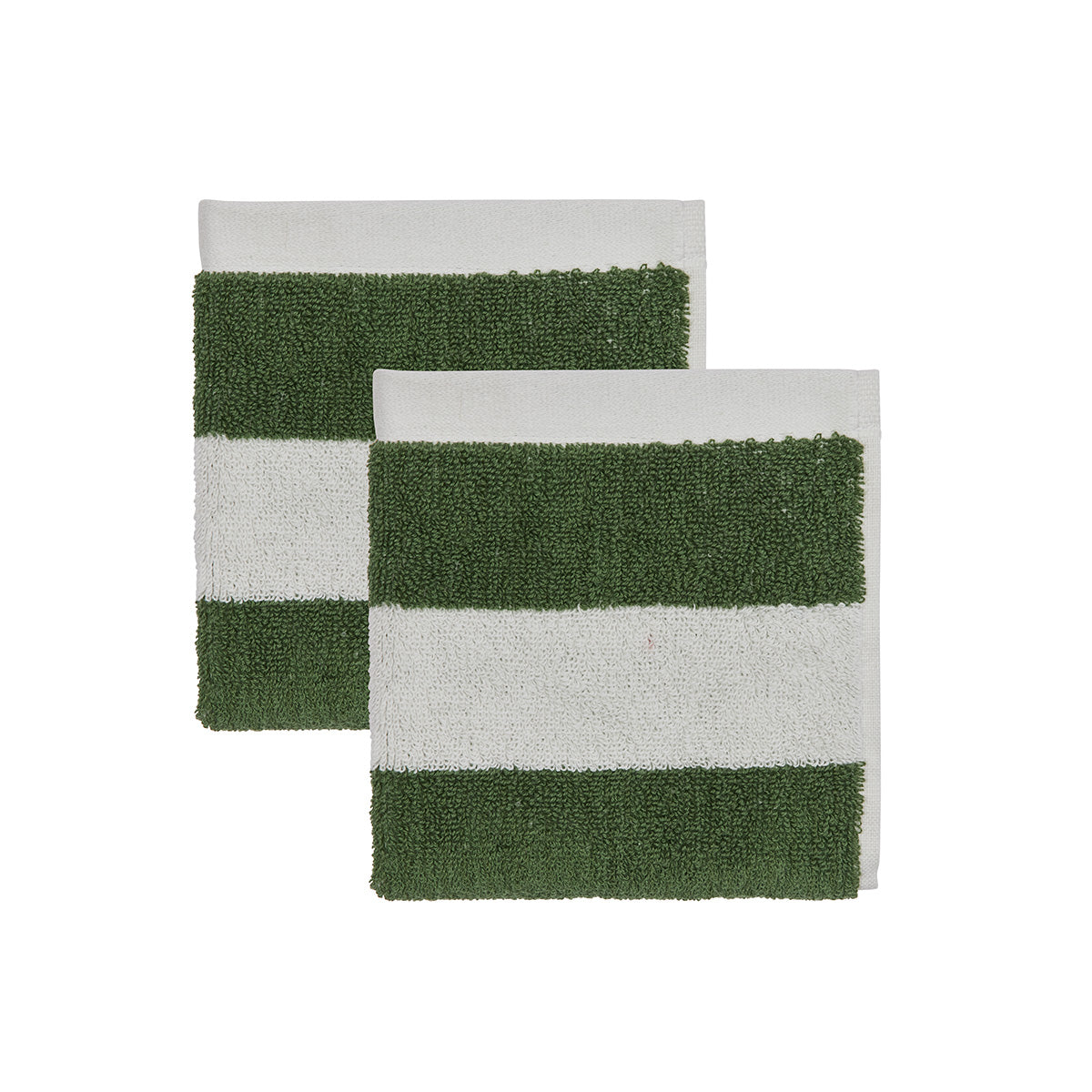 2x Raita Washcloth Organic Cotton Green Striped