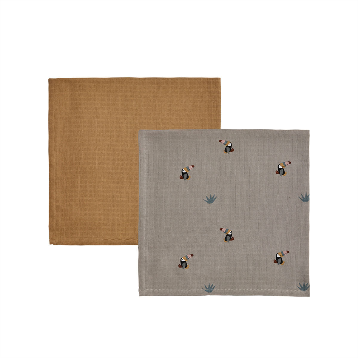 Muslin cloths 2-pack Organic cotton Grey Brown