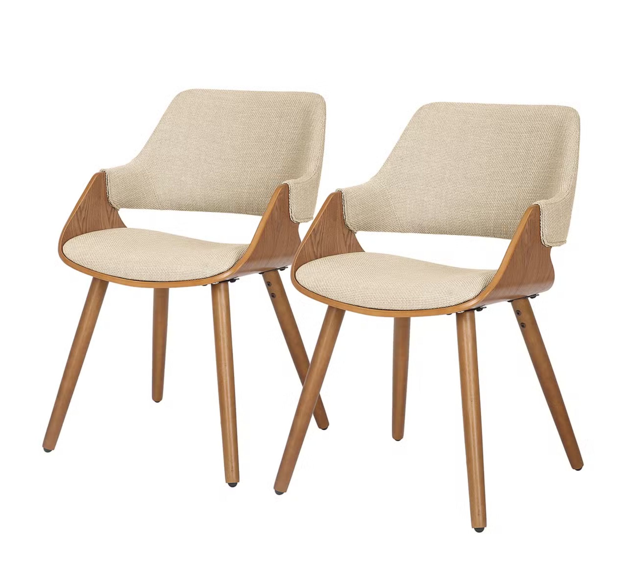 Upholstered chair 2-piece set Fabric Cream