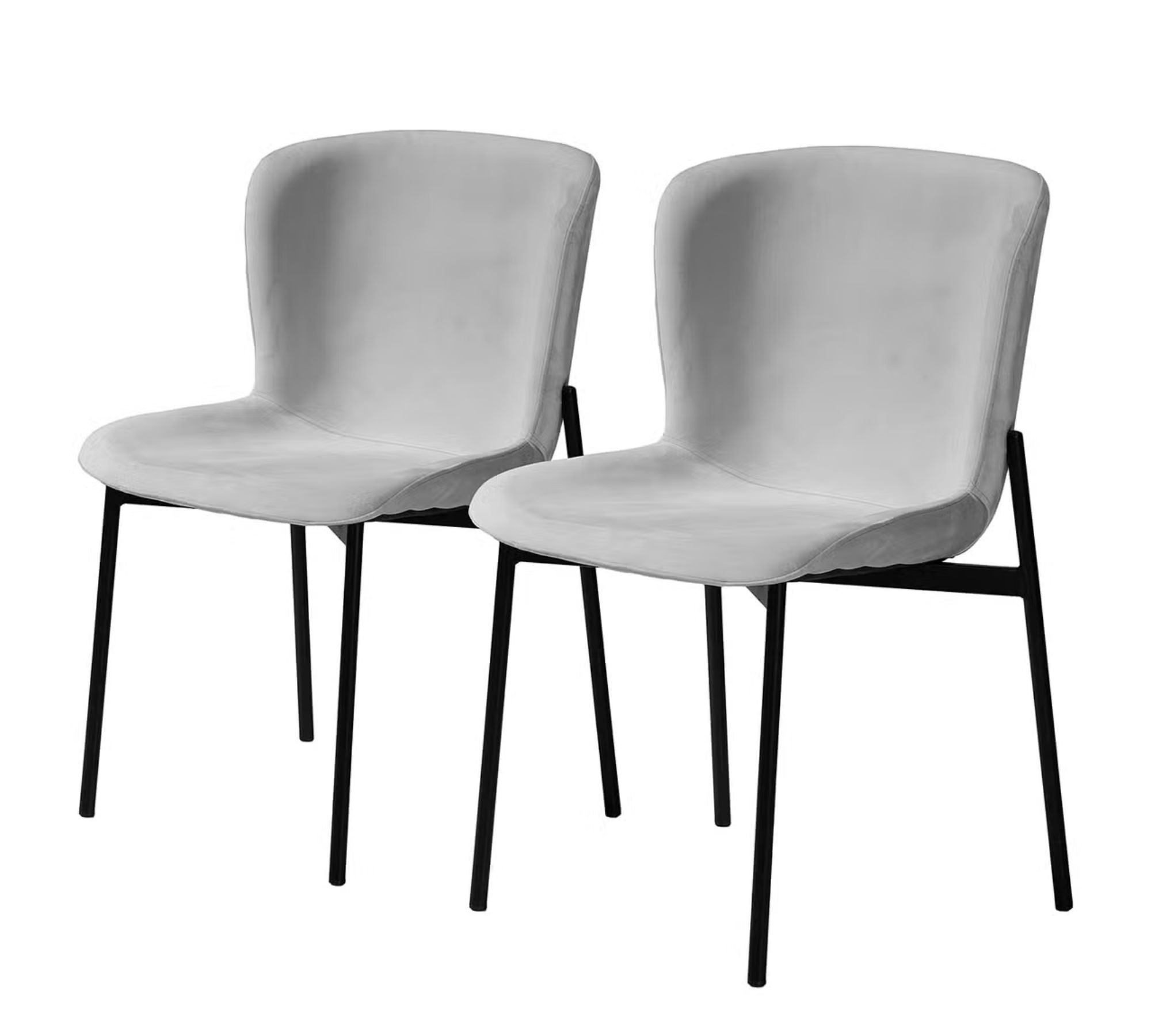 Set di 2 sedie imbottite velluto grigio chiaro