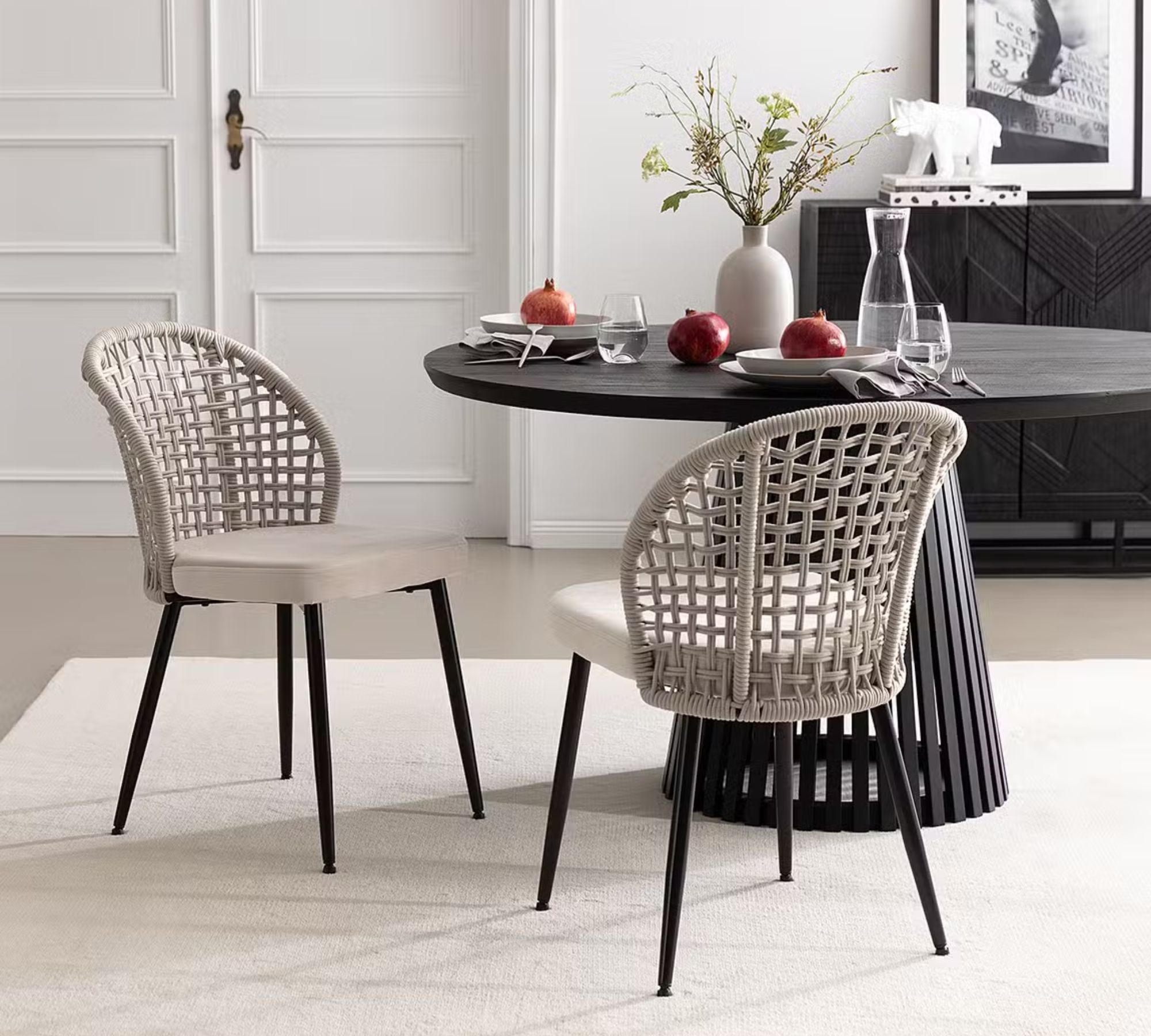 Dining chair set of 2 velvet beige