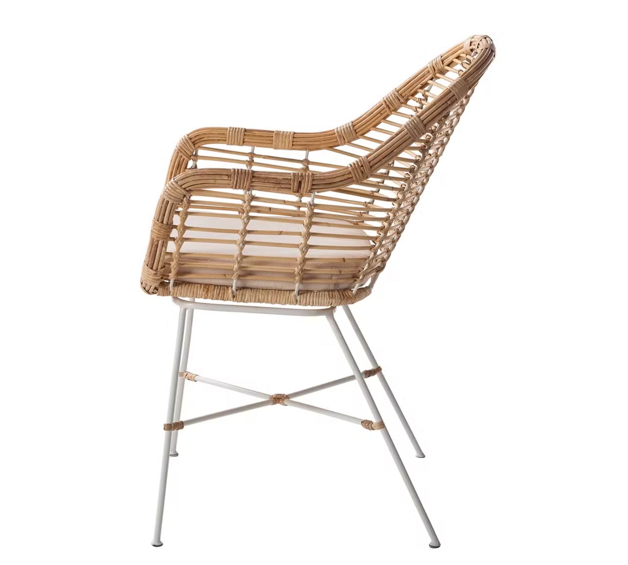 Armchair with seat cushion Rattan Brown