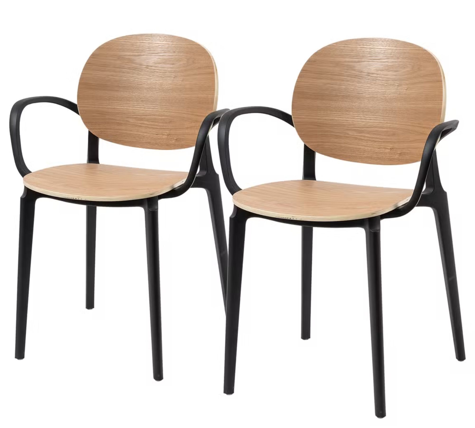2x Sedia con braccioli in plastica marrone