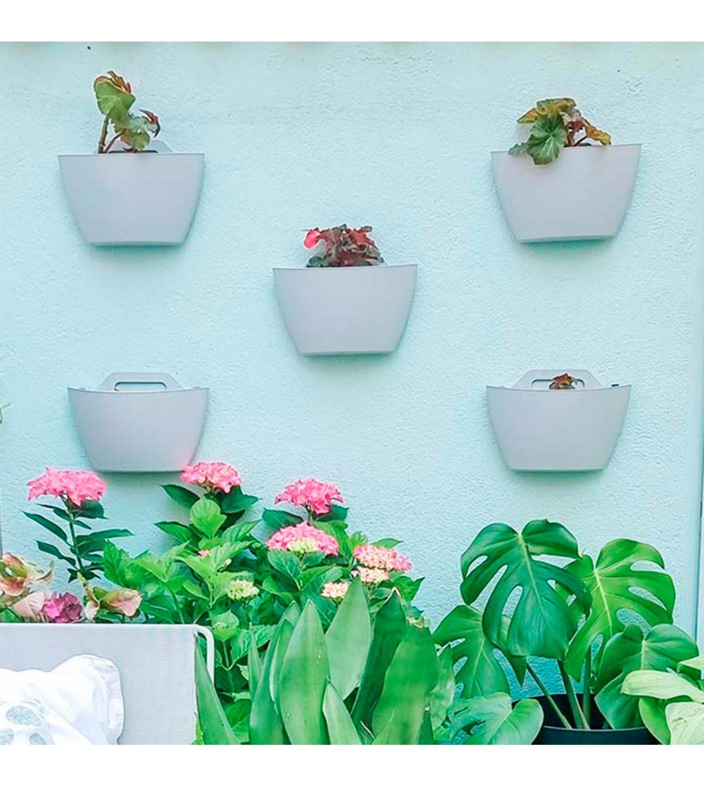 3x Wall planter with self-watering Grey
