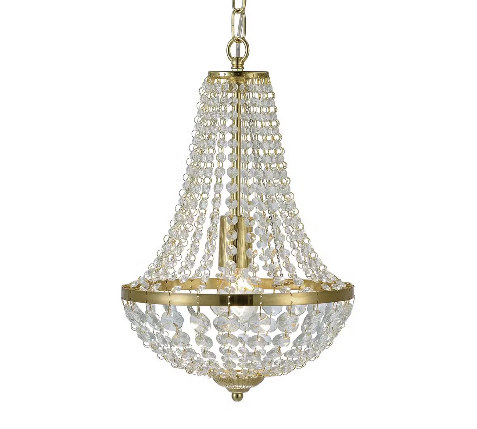 Chandelier 1-light Crystal glass Stainless steel Gold