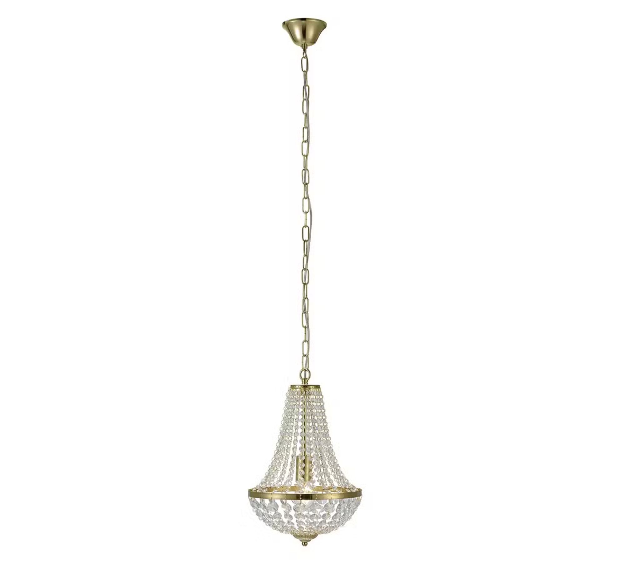 Chandelier 1-light Crystal glass Stainless steel Gold