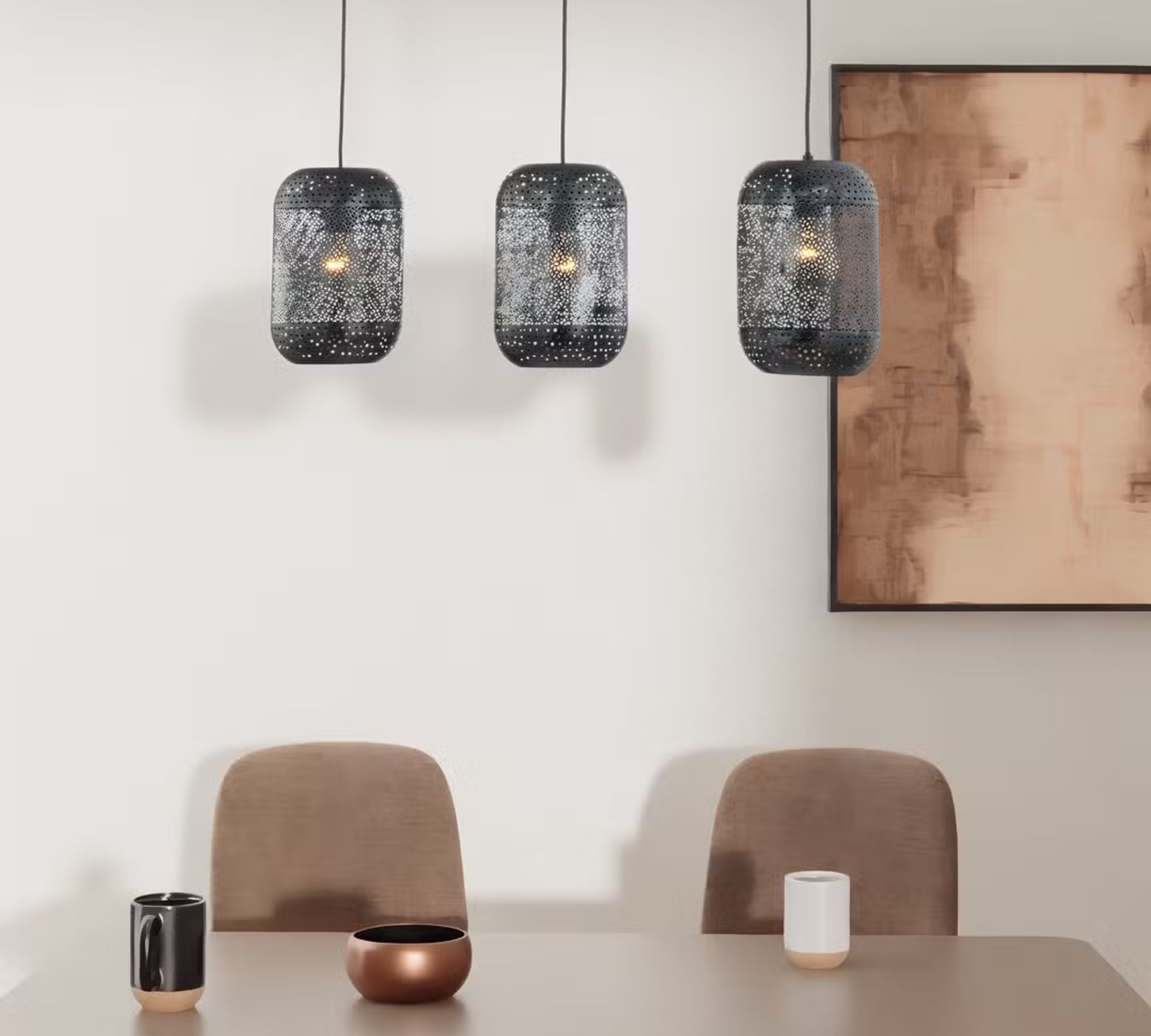 Pendant lamp 3-light iron black