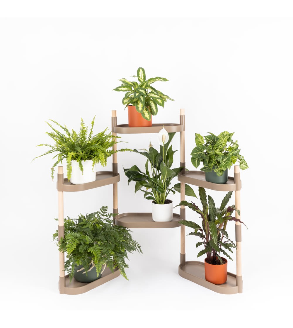 Modular plant stand with 6 shelves Grey