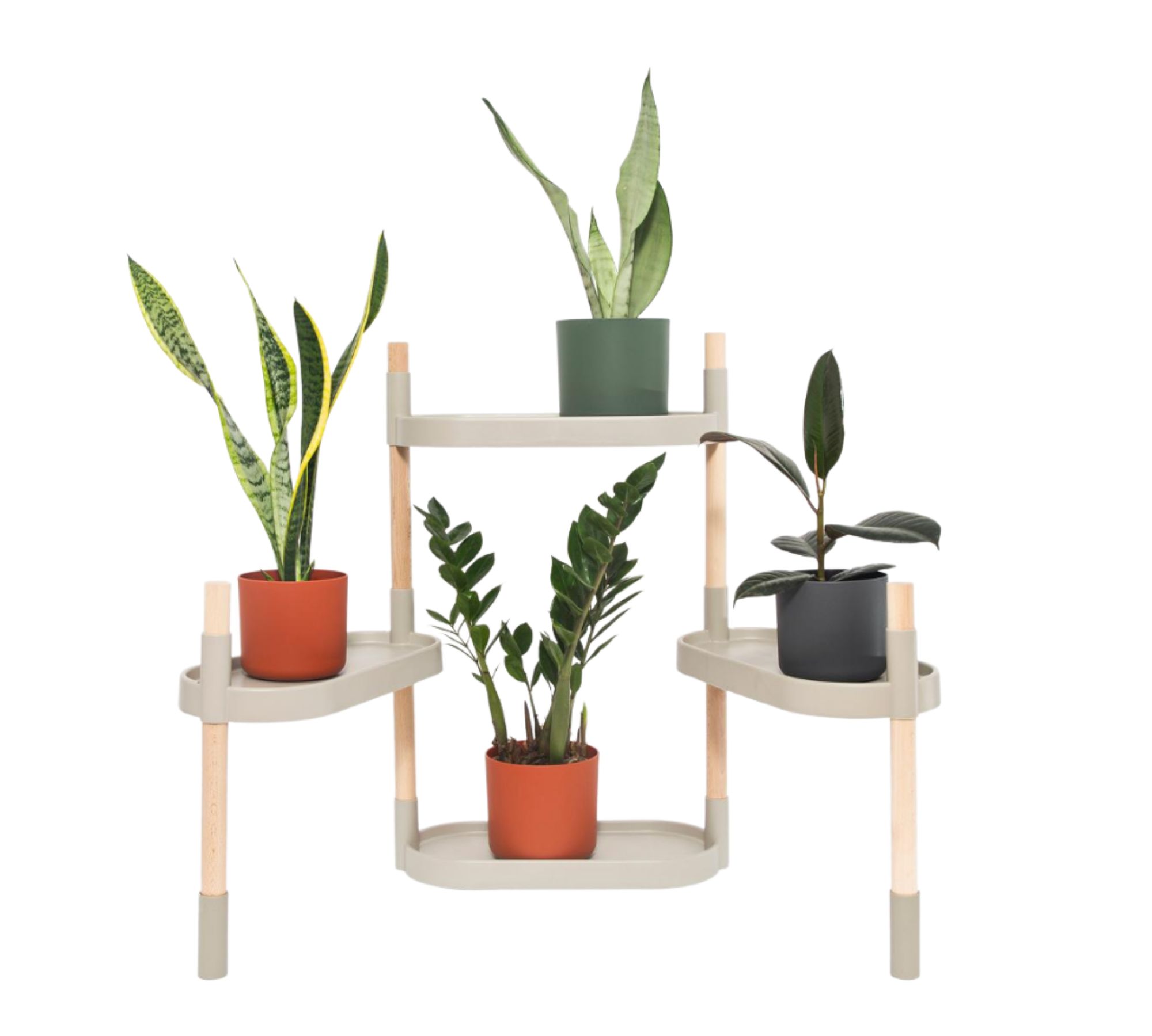 Modular plant stand with 4 shelves Grey